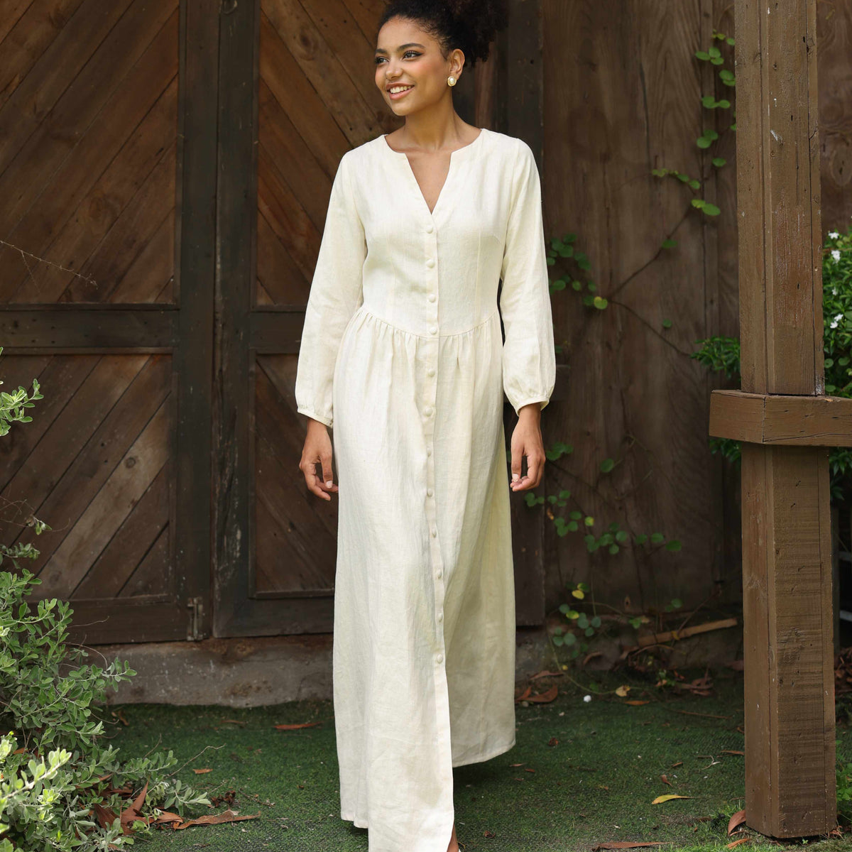 knee length dresses for ladies Angelina Linen Maxi Dress main image 1
