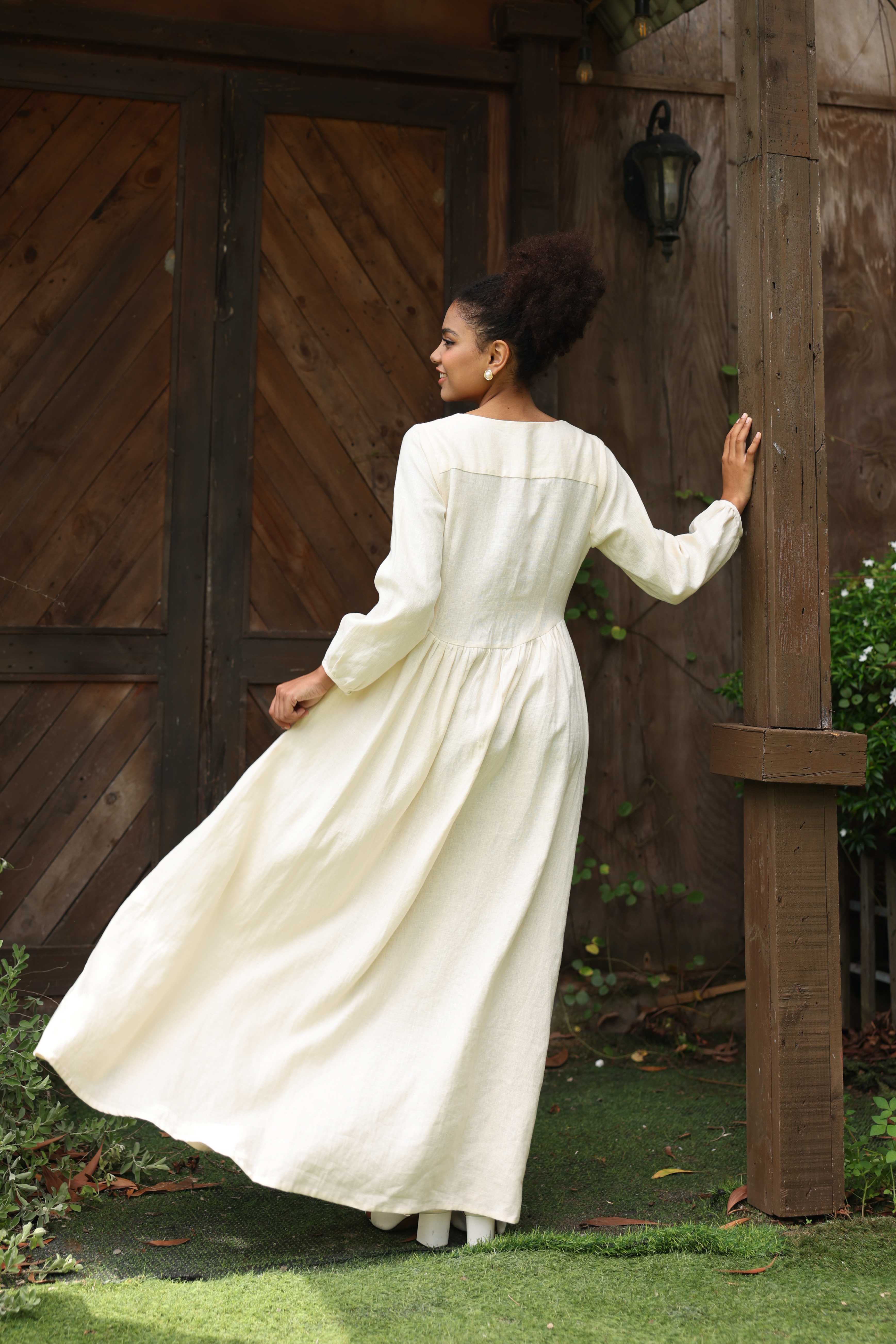 A-line linen maxi dress