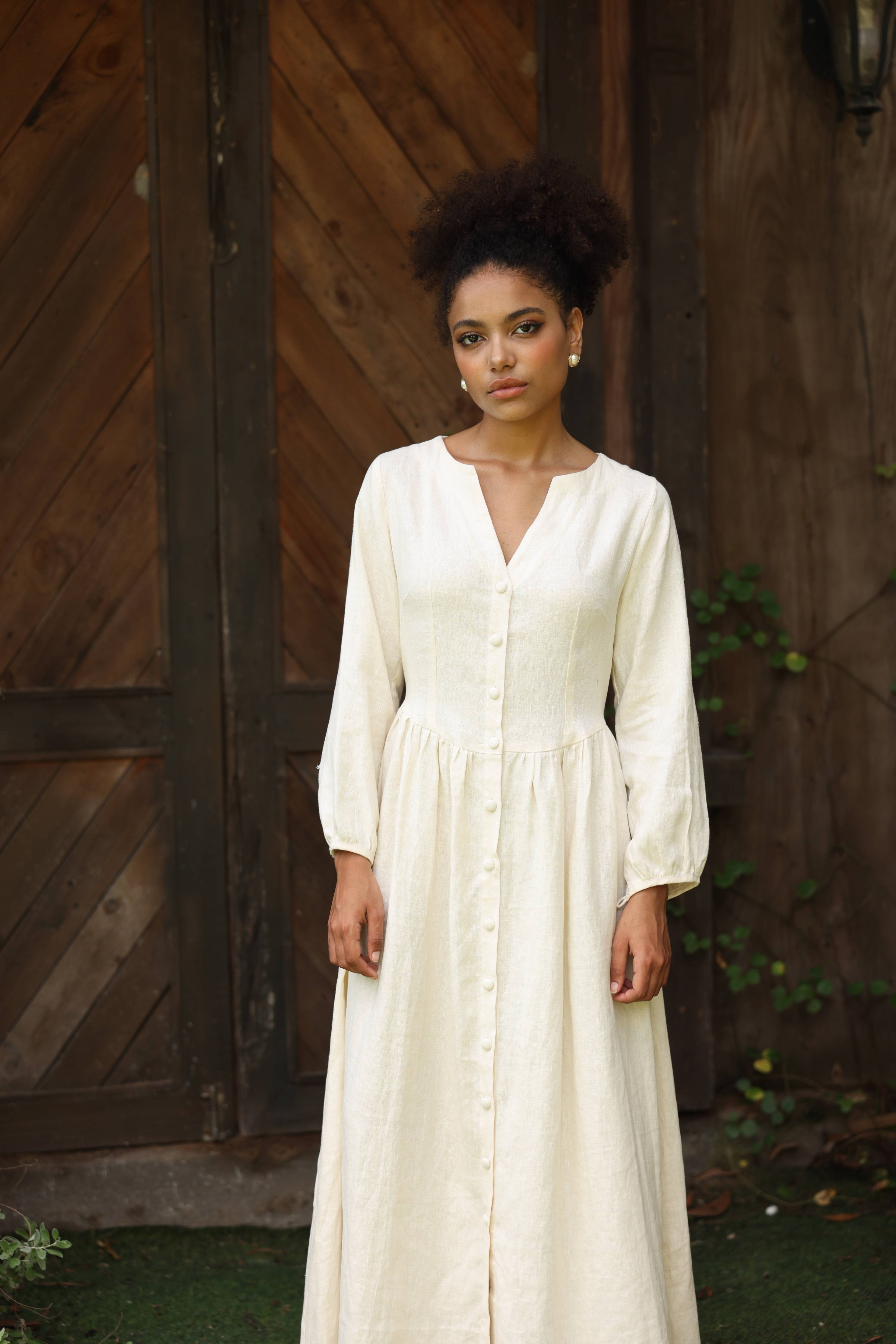 A-line linen maxi dress