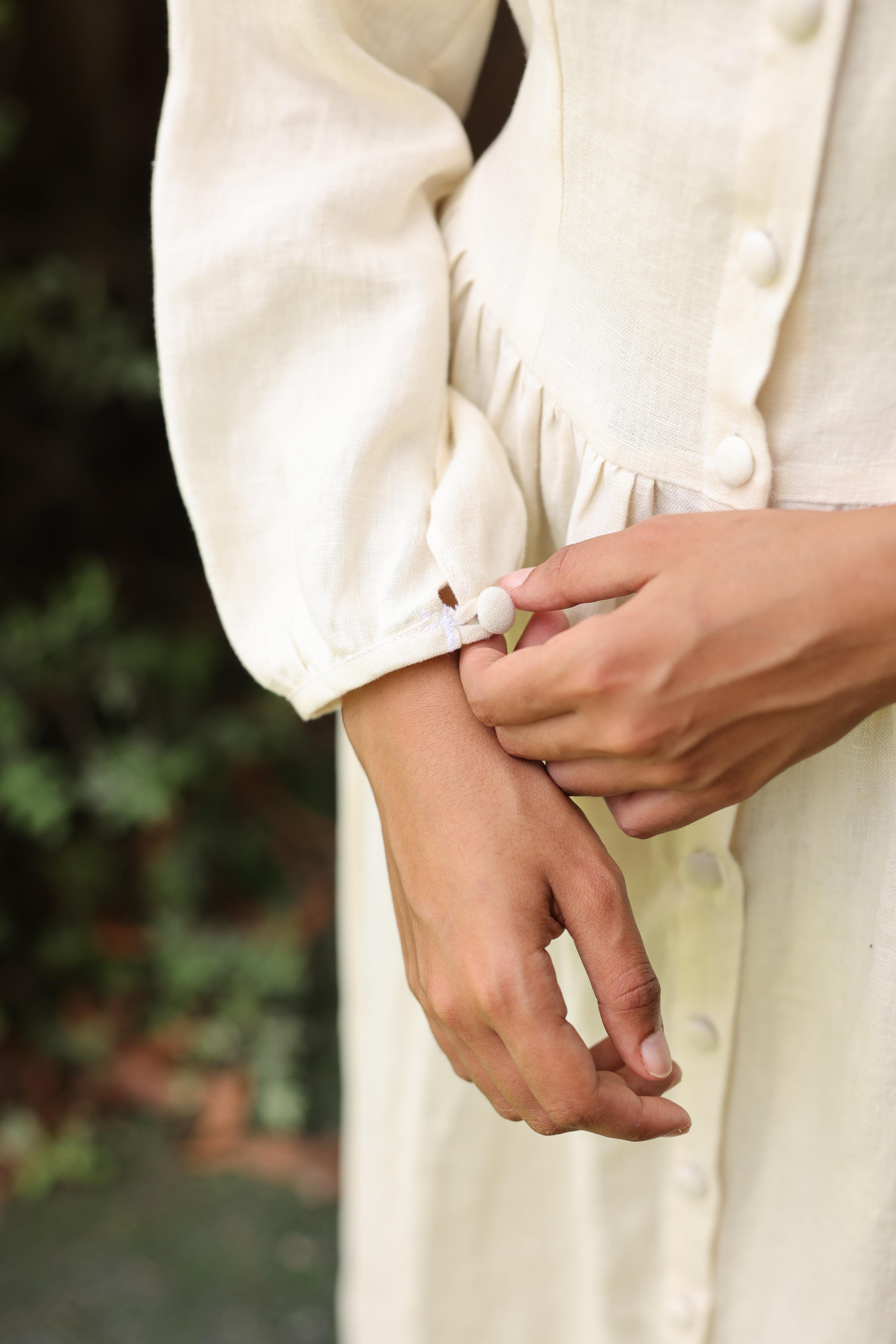 A-line linen maxi dress