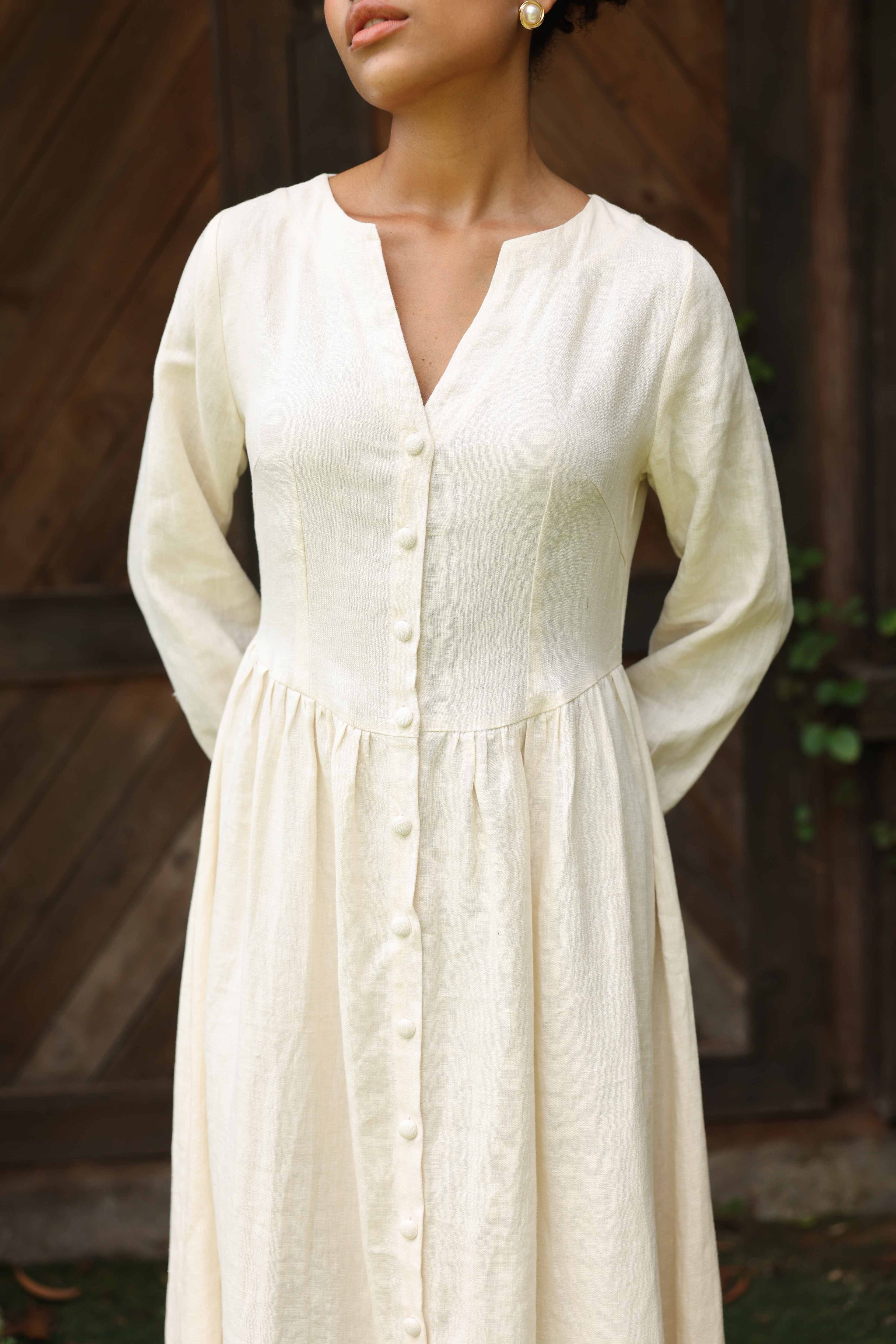 A-line linen maxi dress