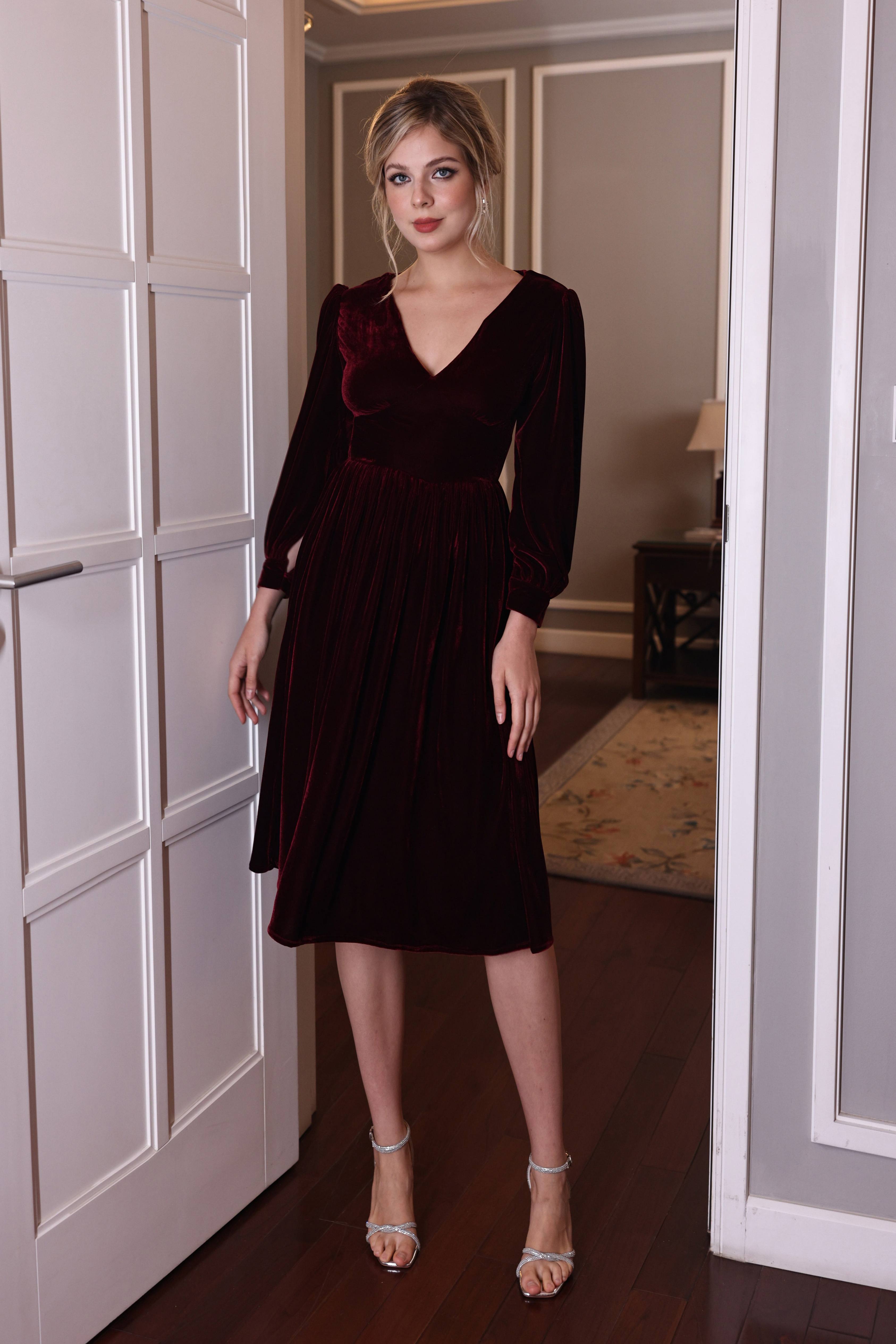a line velvet dress