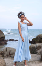 Adjustable strap linen dress