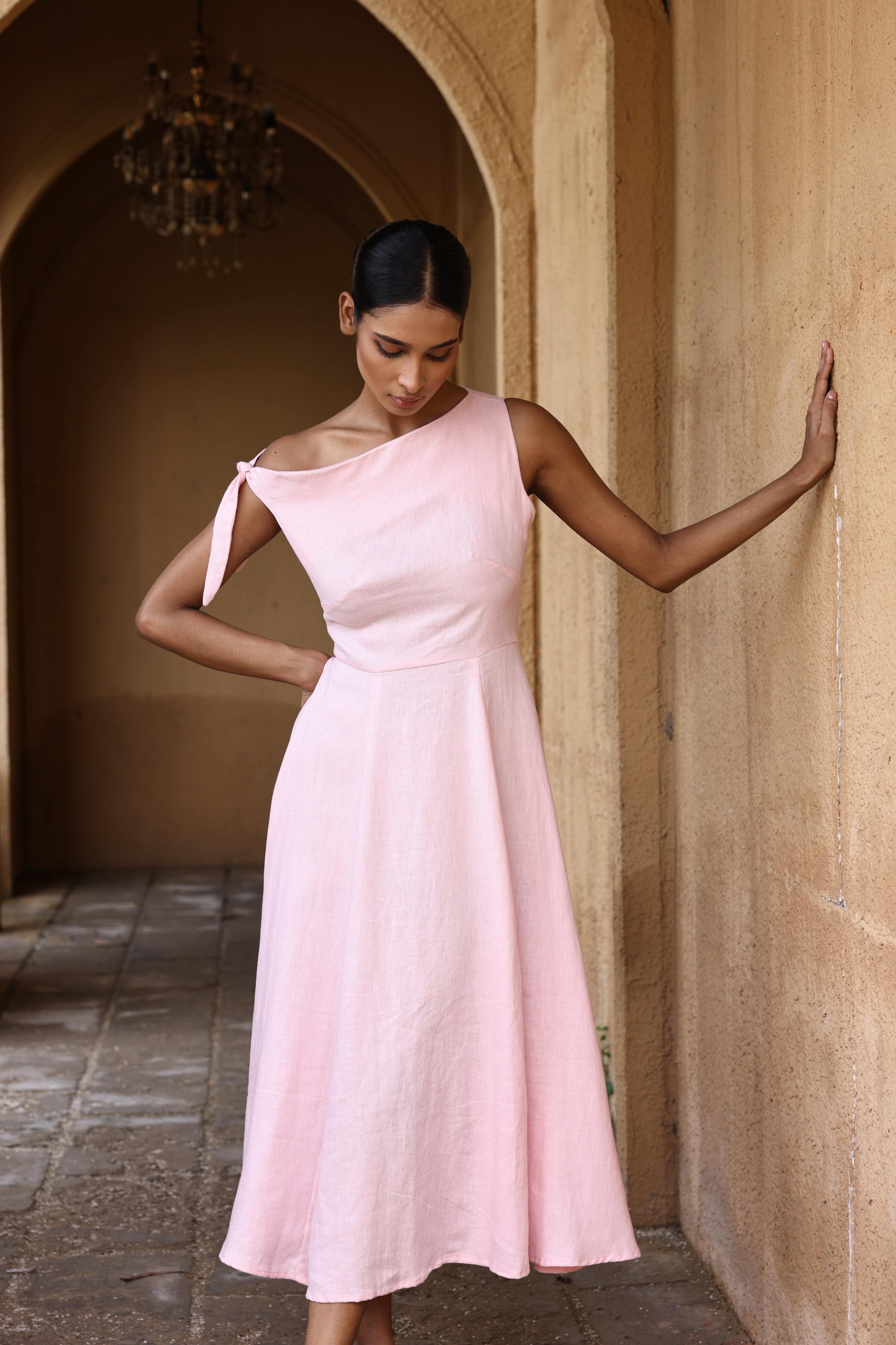 Asymmetric linen dress