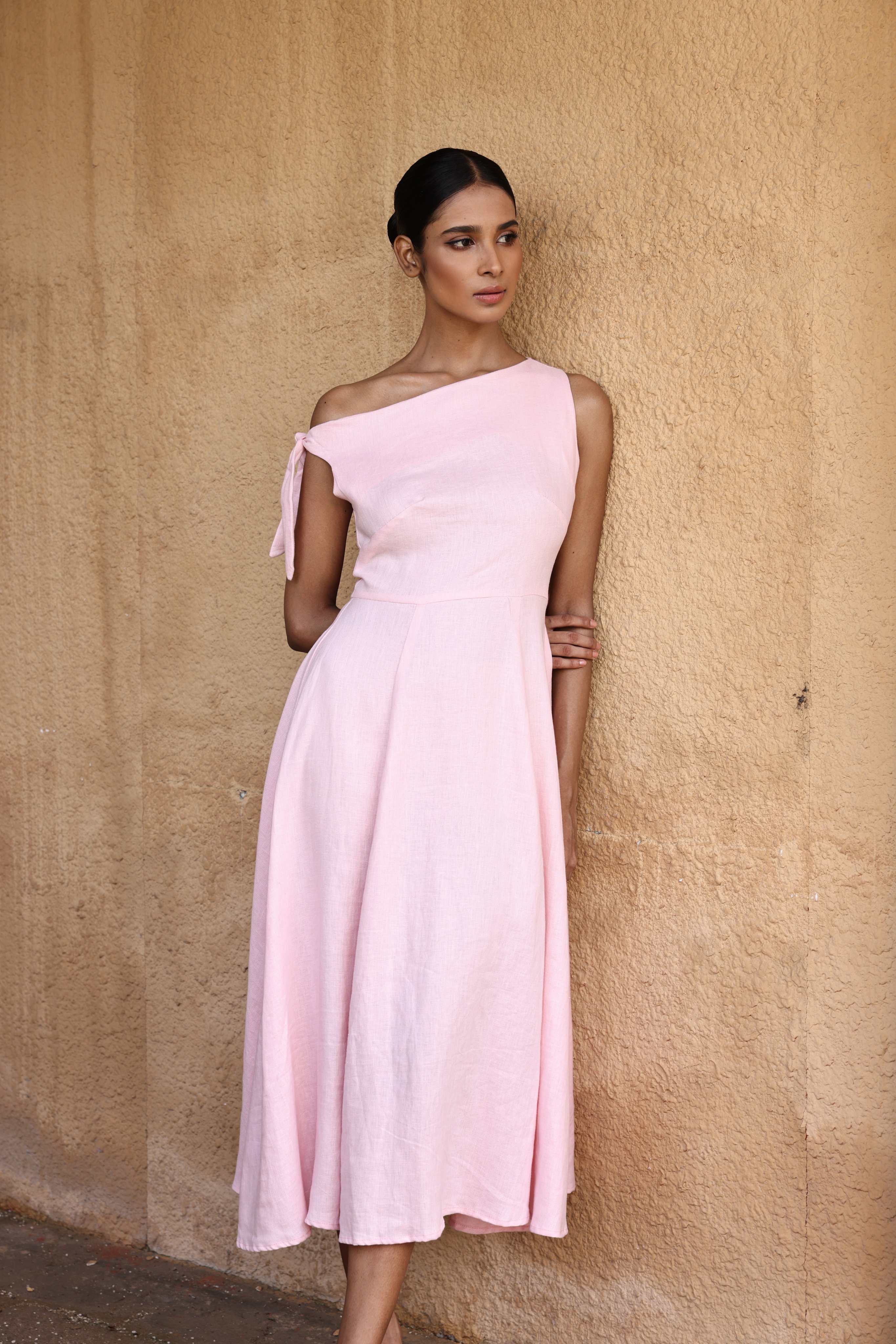 Asymmetric linen dress
