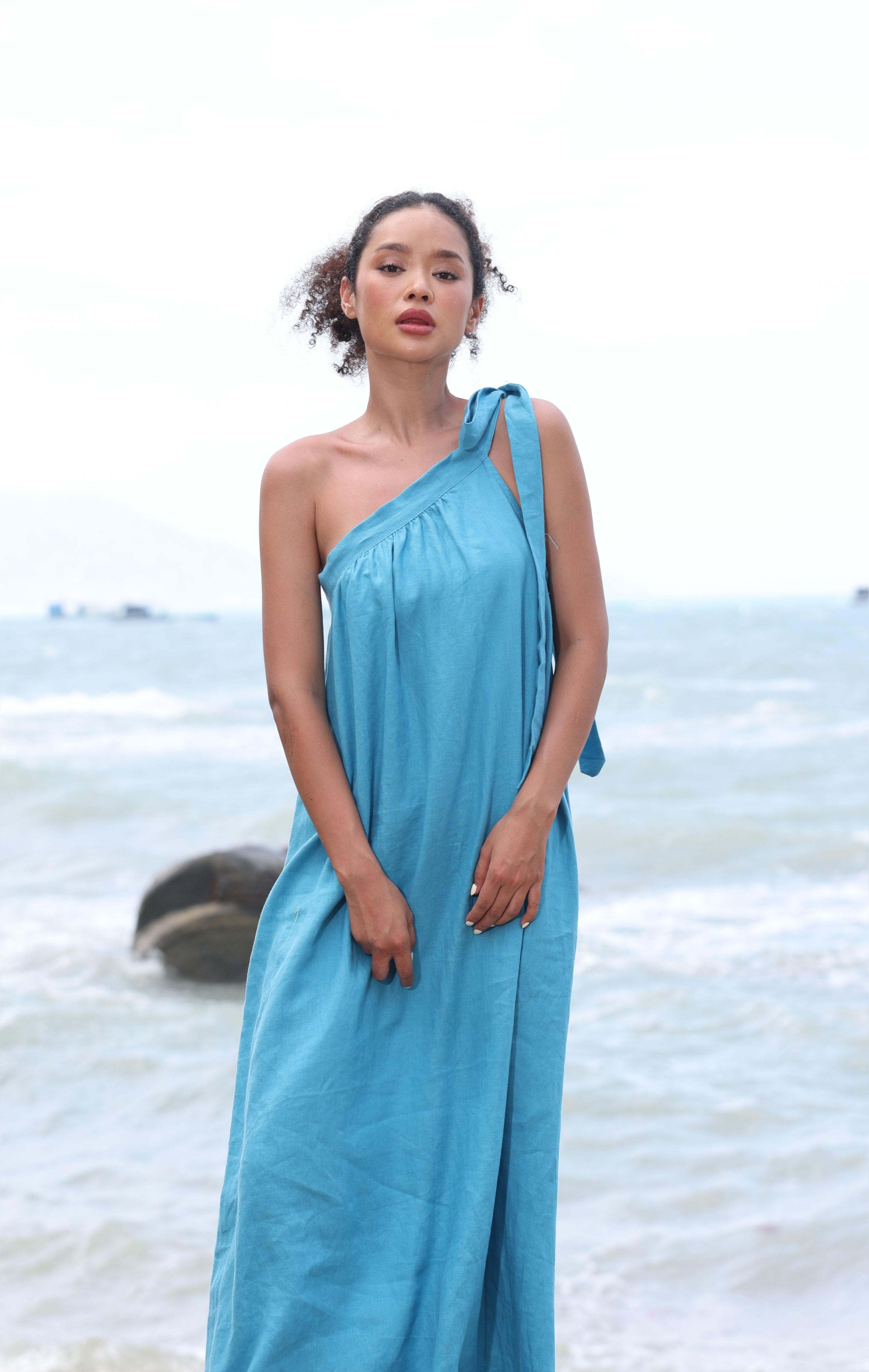 Asymmetrical linen dress