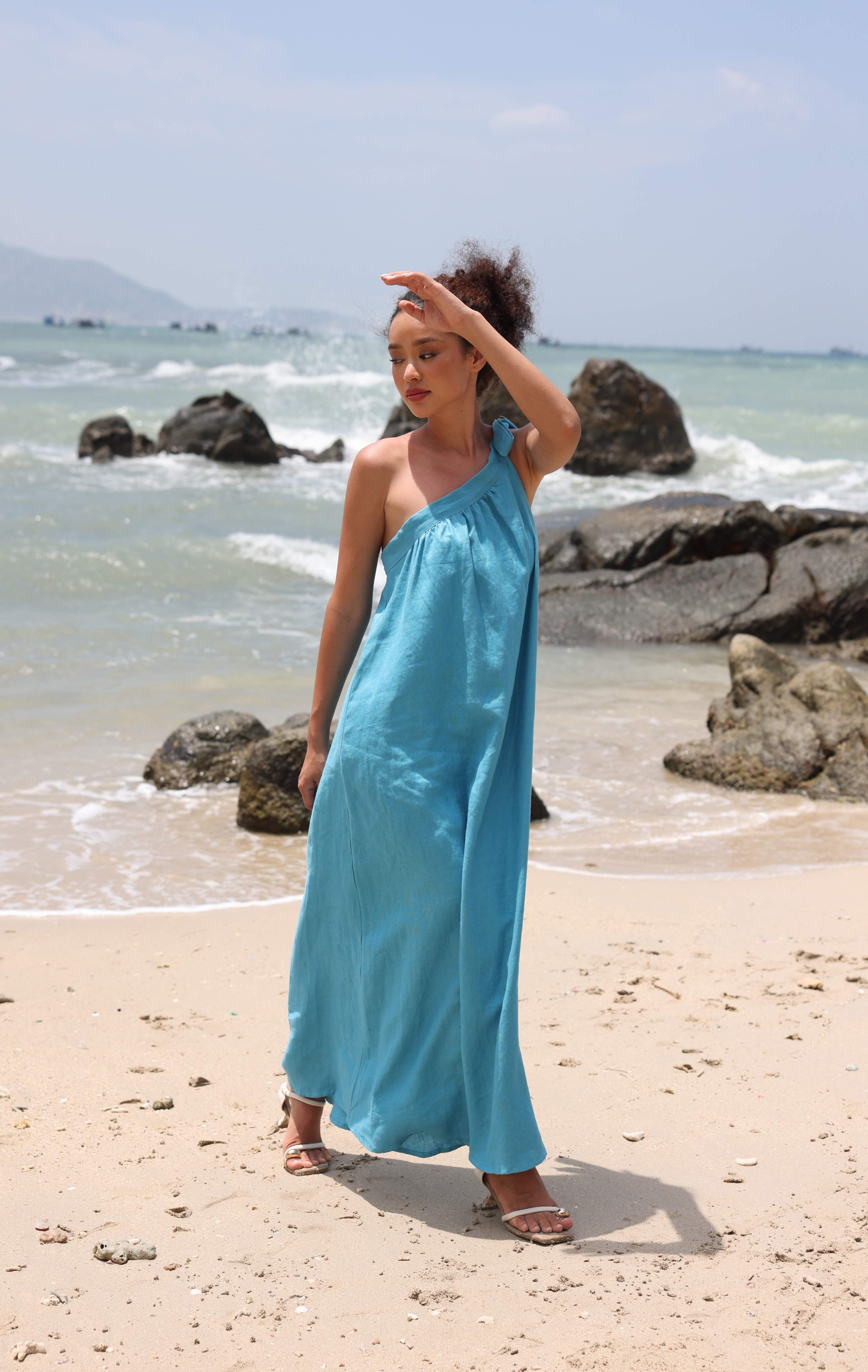 Asymmetrical linen dress