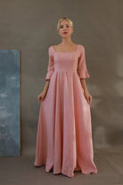 Bell sleeve linen dress