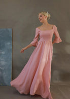 Bell sleeve linen dress