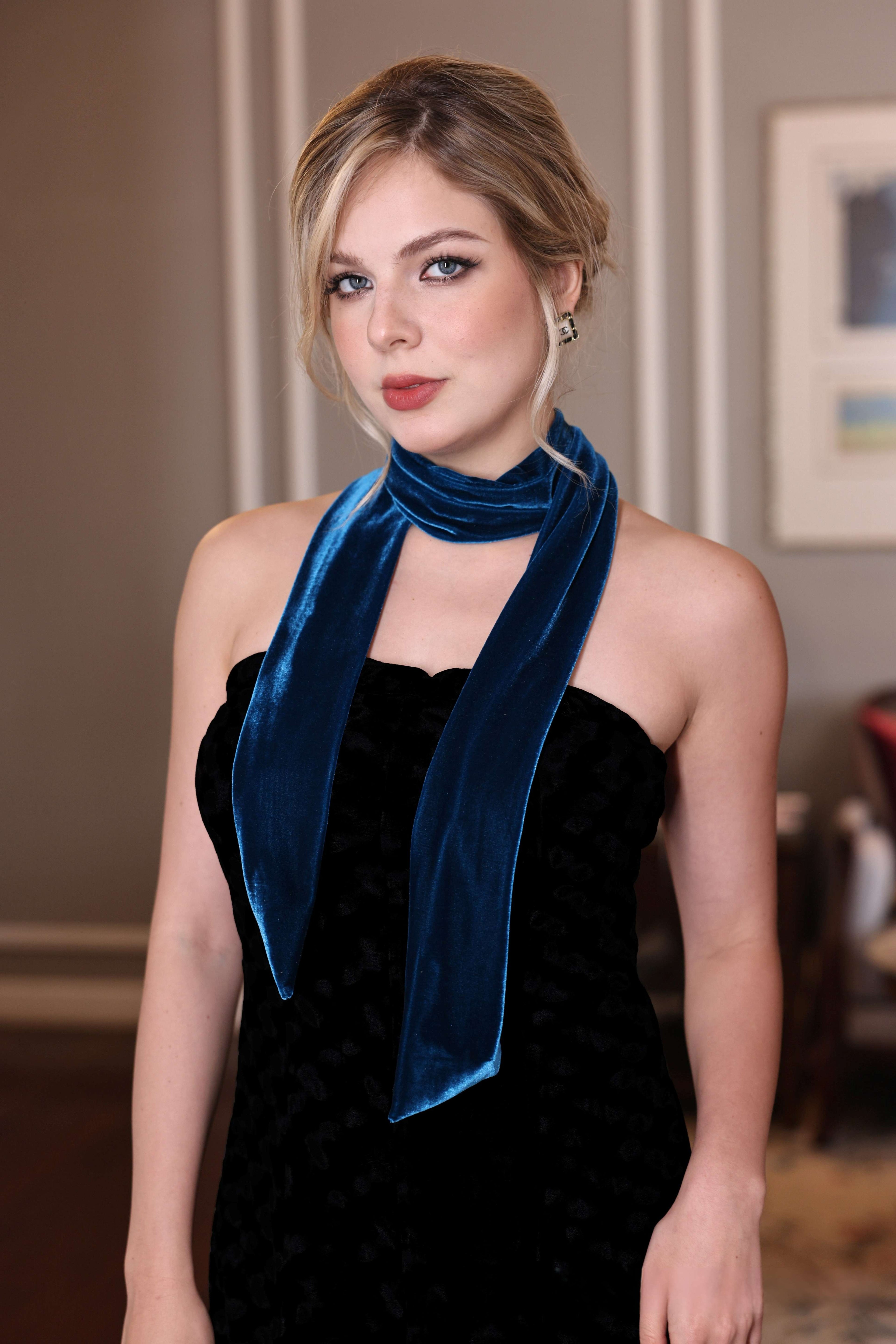 blue velvet skinny scarf mothers day gift