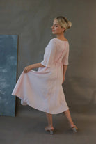 Boat neck linen dress