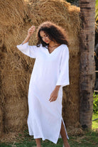 bohemian midi linen dress