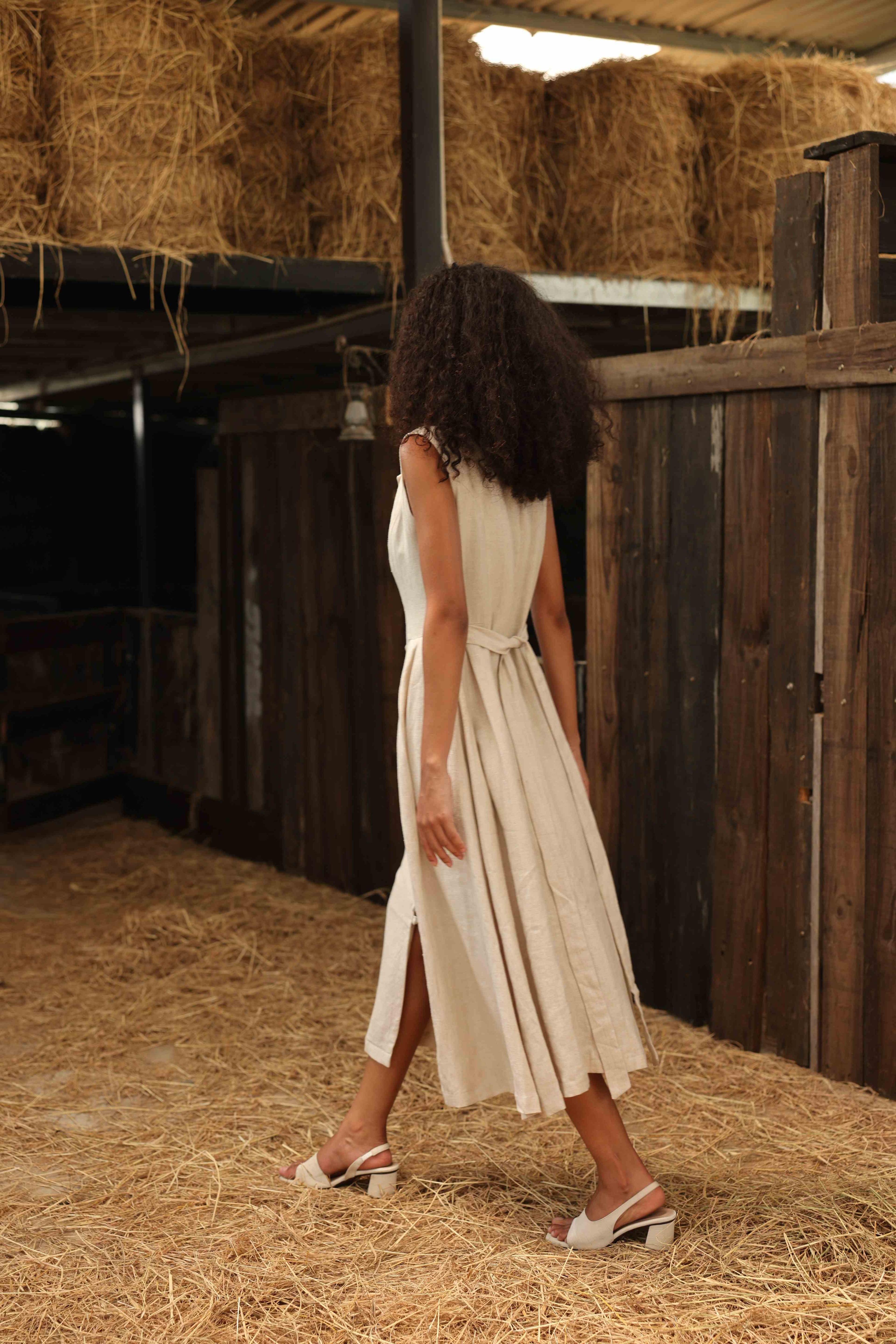 boho linen shirt dress