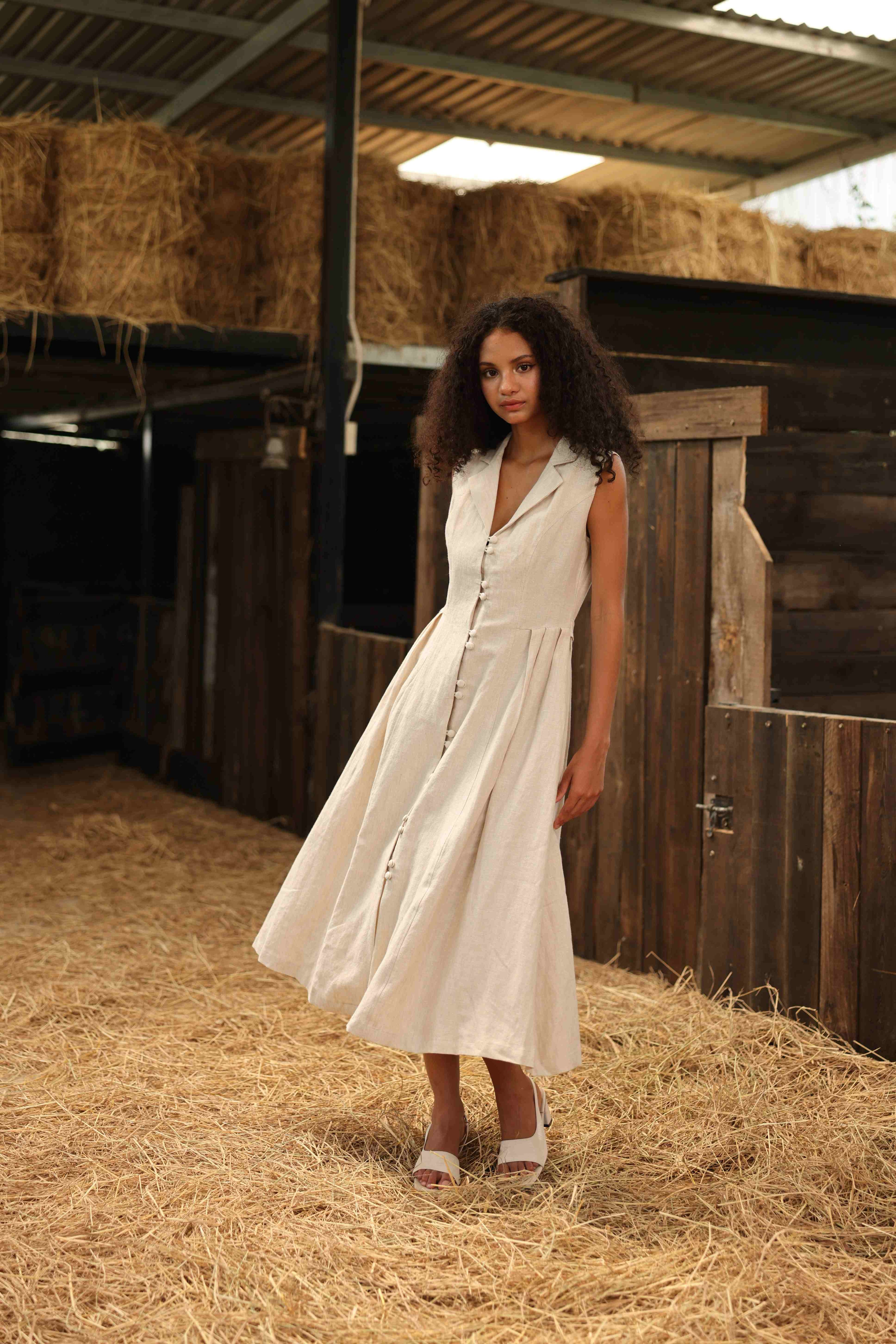 boho linen shirt dress