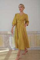 Button down linen dress