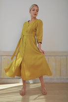 Button down linen dress