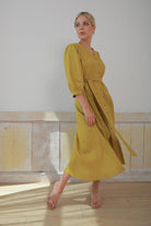 Button down linen dress