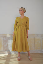 Button down linen dress