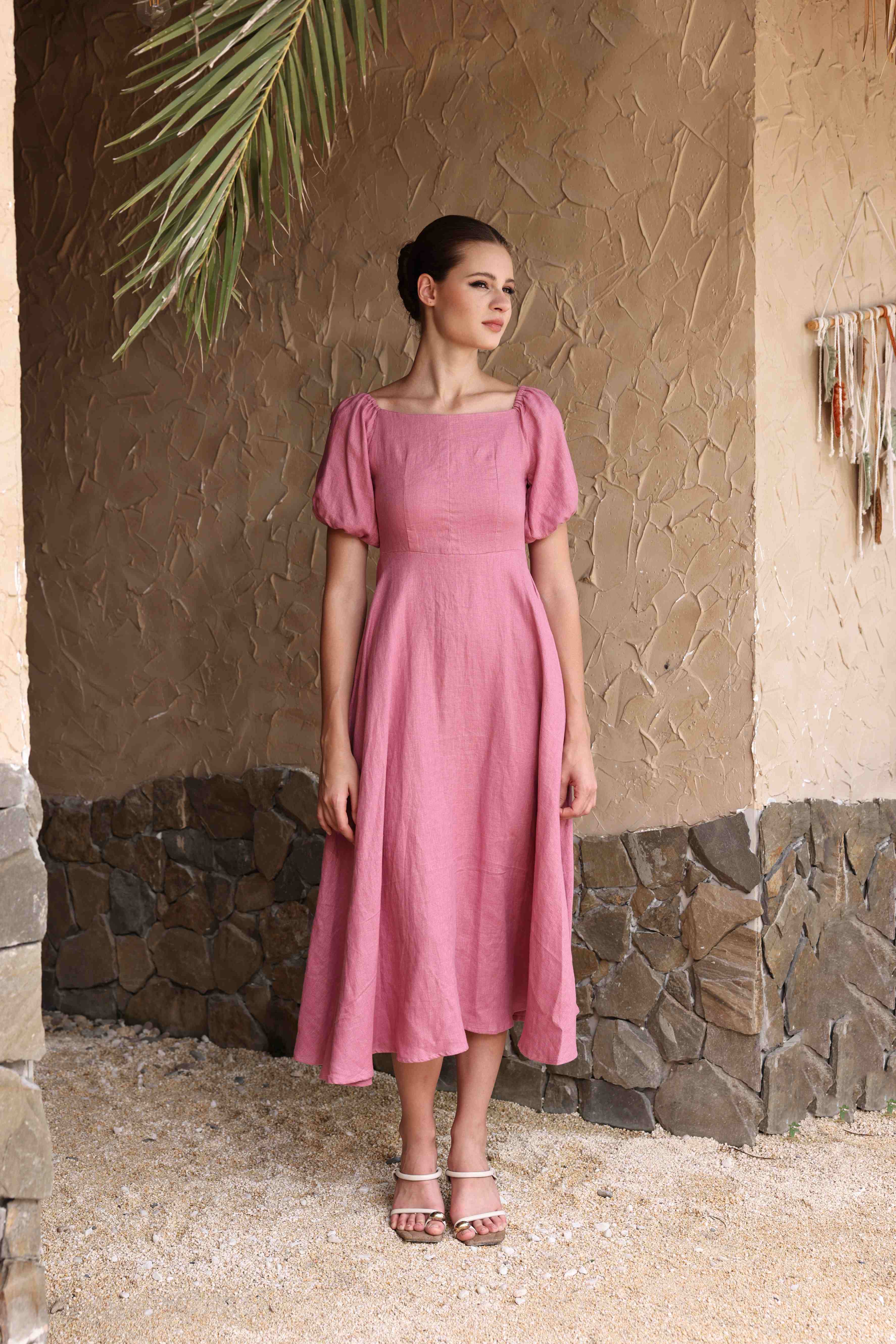 Casual linen midi dress