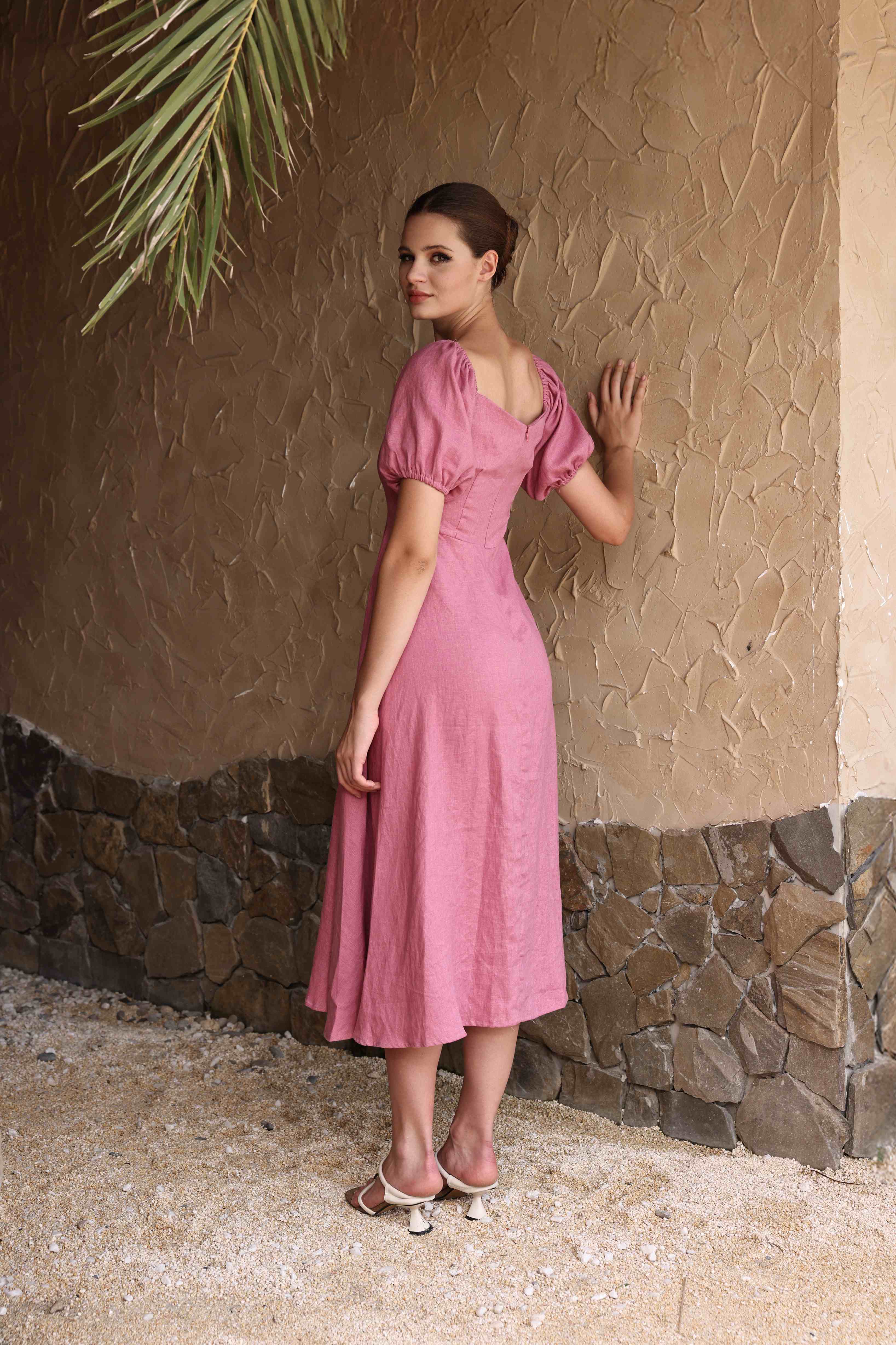 Casual linen midi dress