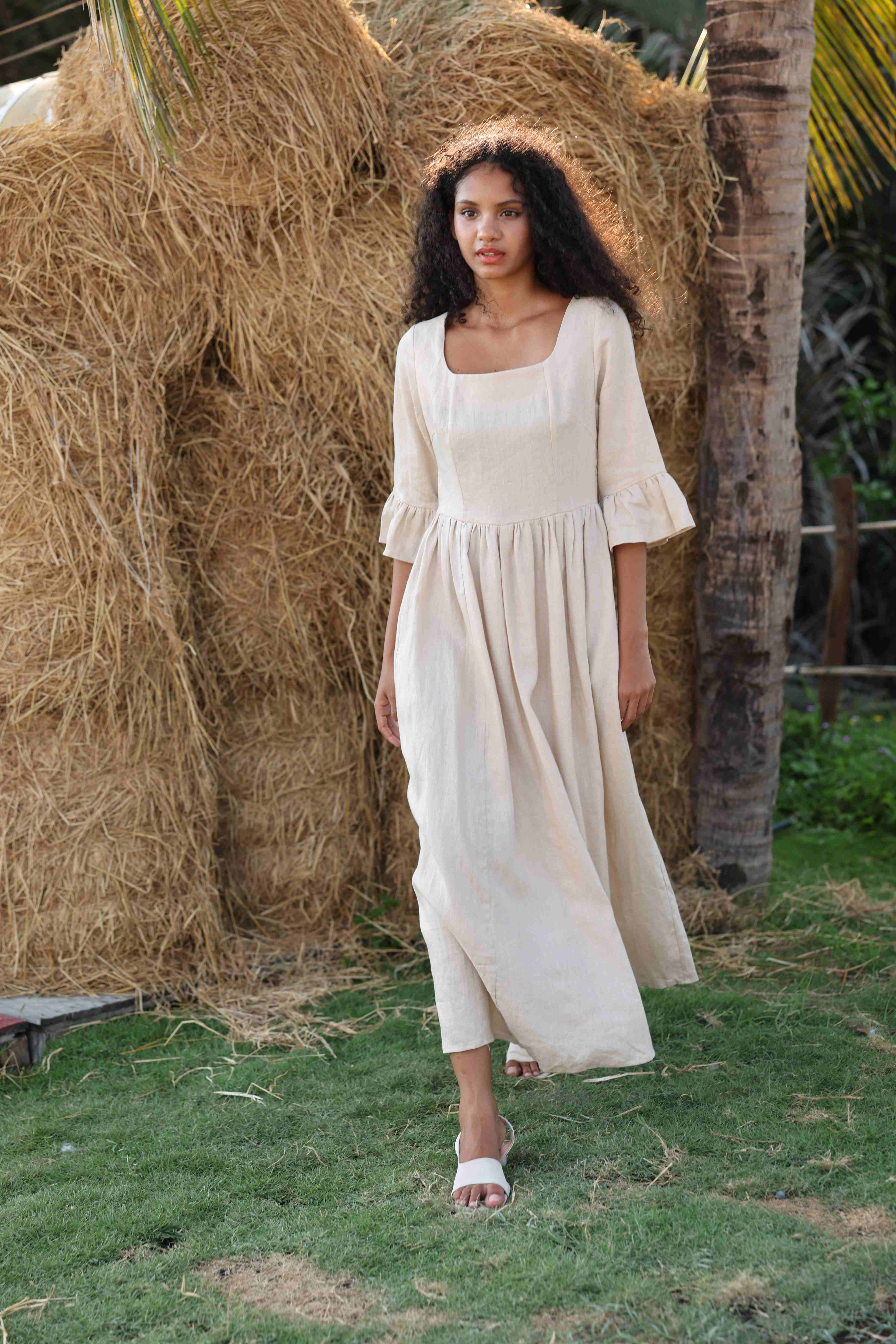 casual midi linen dress