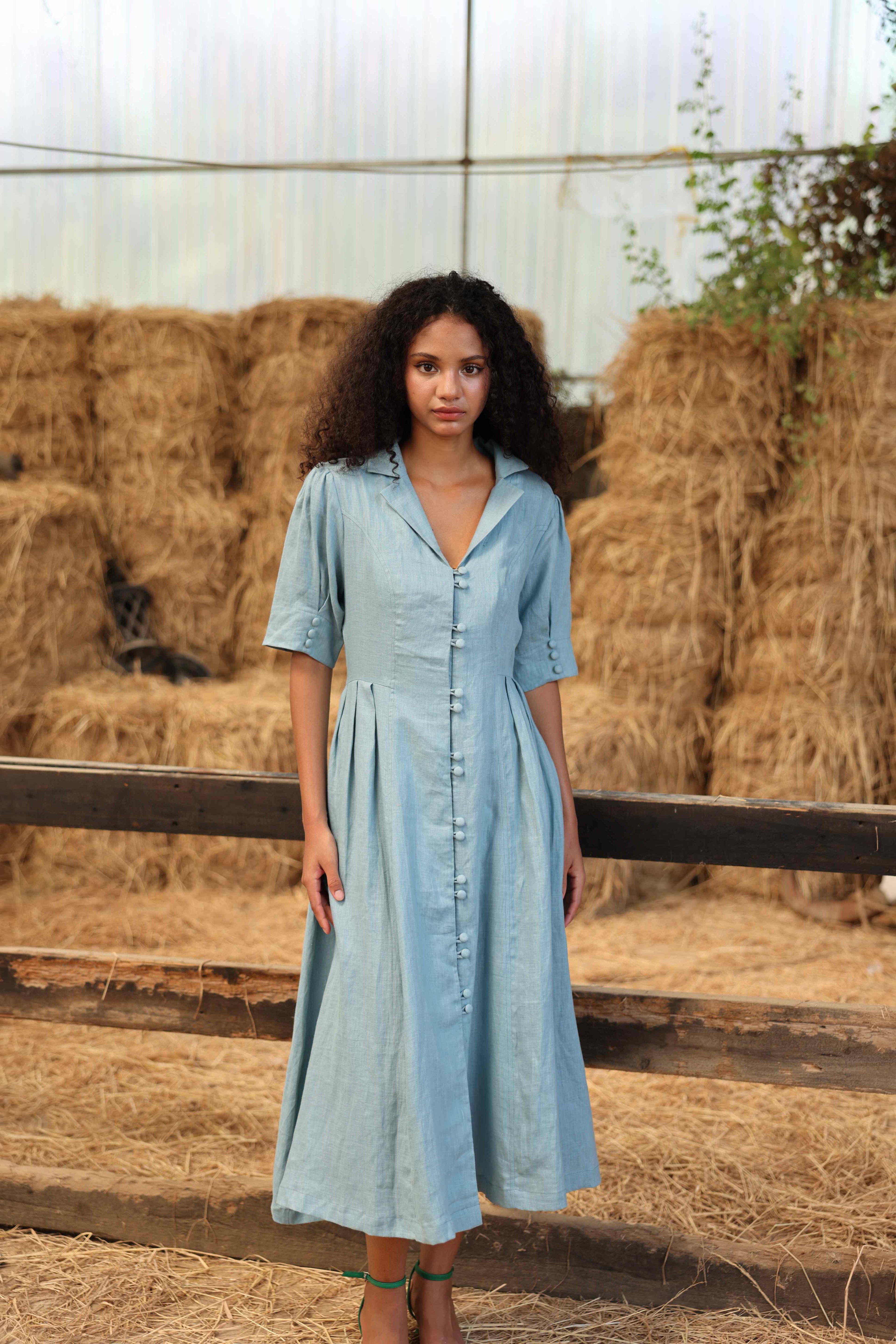 collared linen summer dress