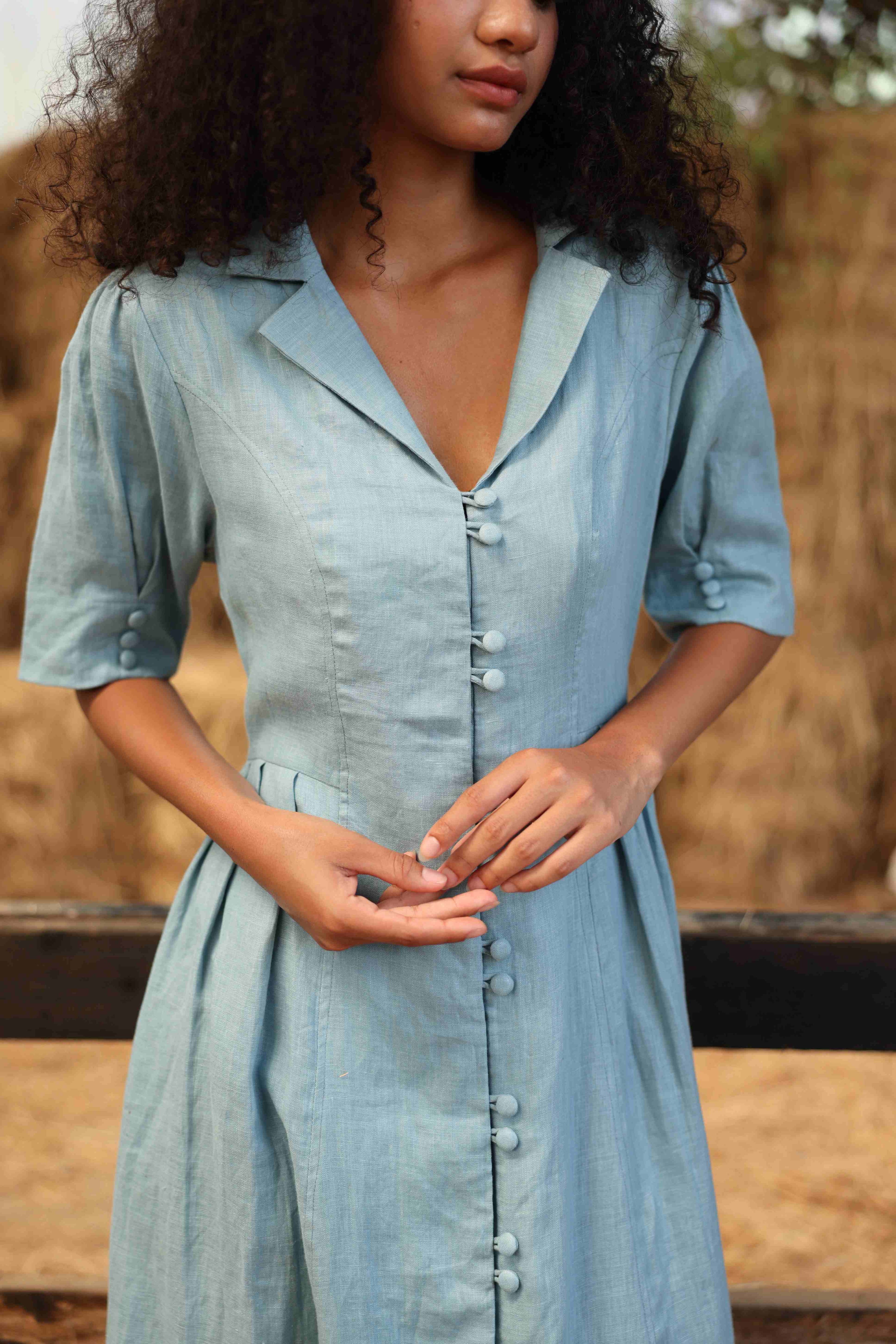 collared linen summer dress