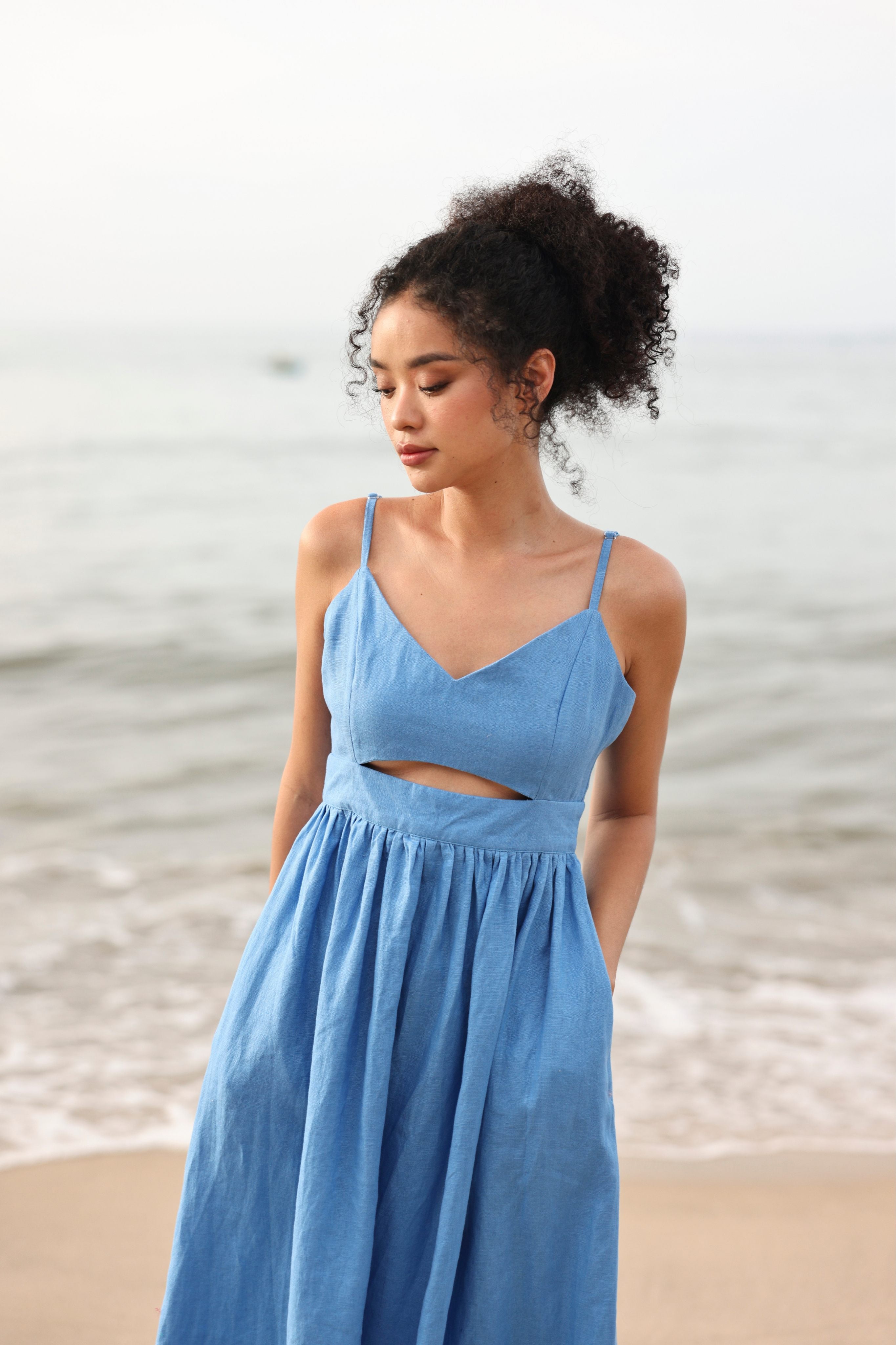 Cut-out linen sundress