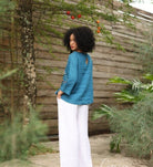 Hand-embroidered linen blouse