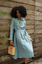 Hand-embroidered Peter Pan collar dress
