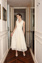 Ivory sleeveless lace dress