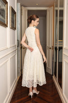 Ivory sleeveless lace dress