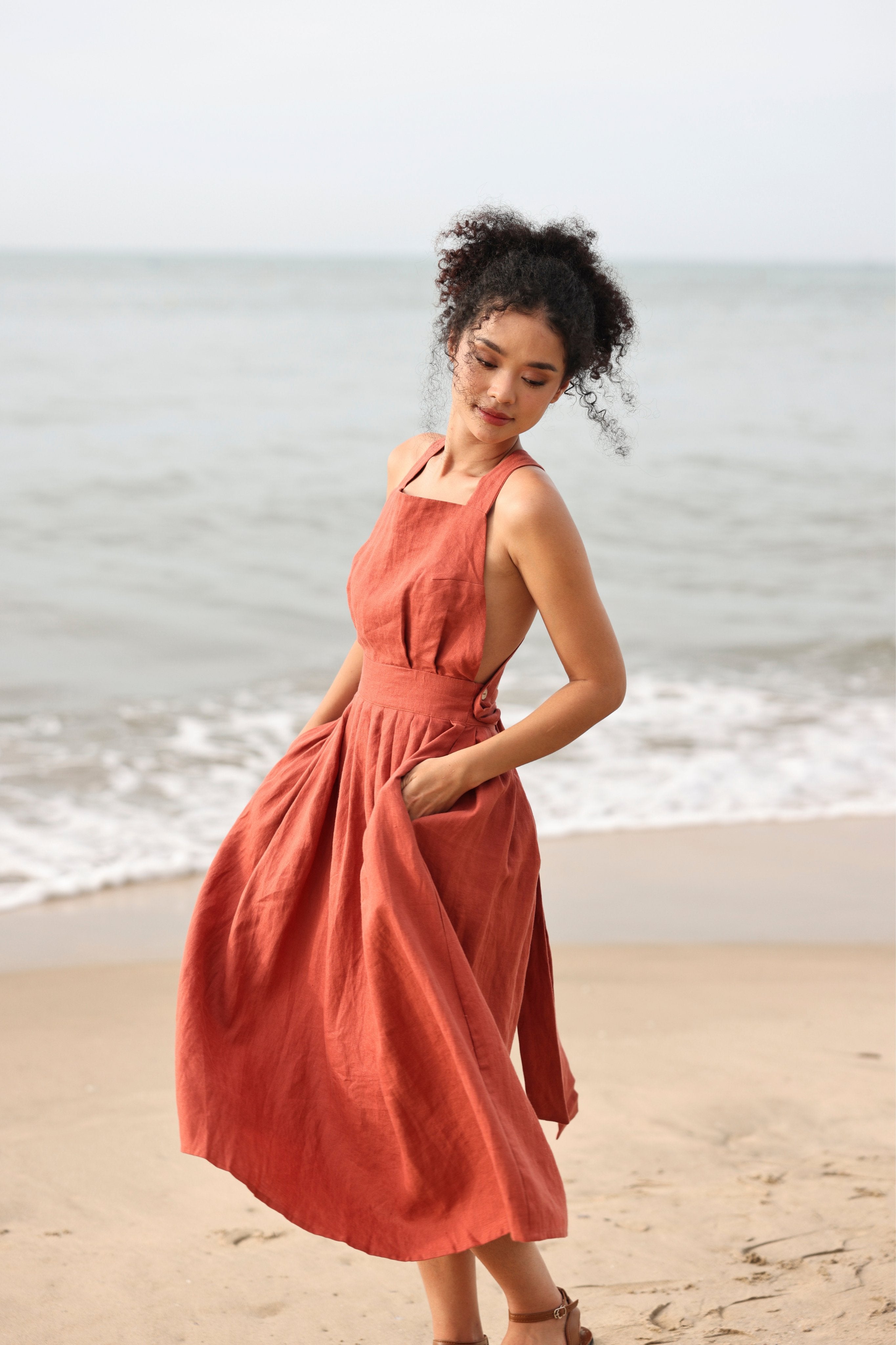 Linen apron dress
