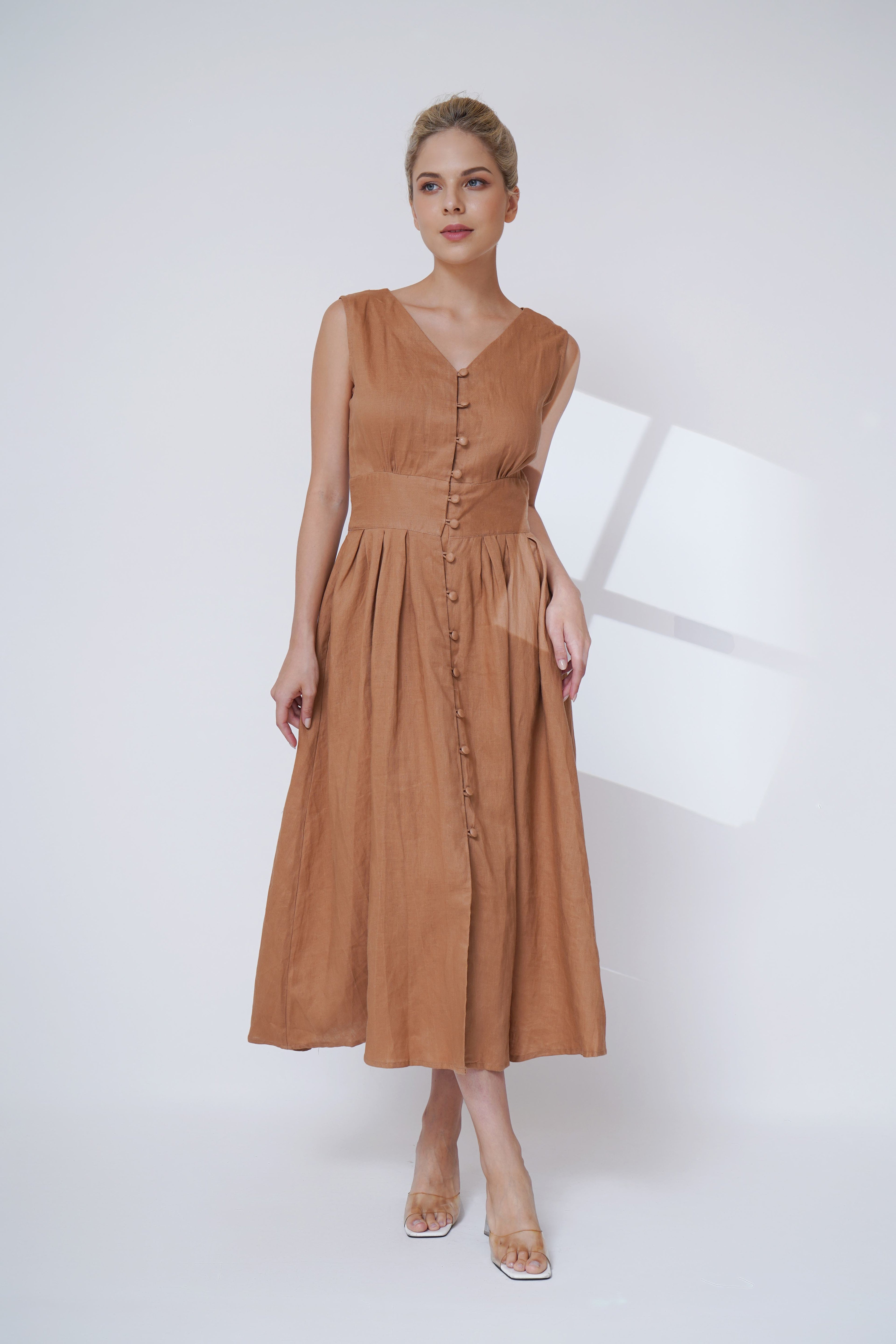 linen button down dress