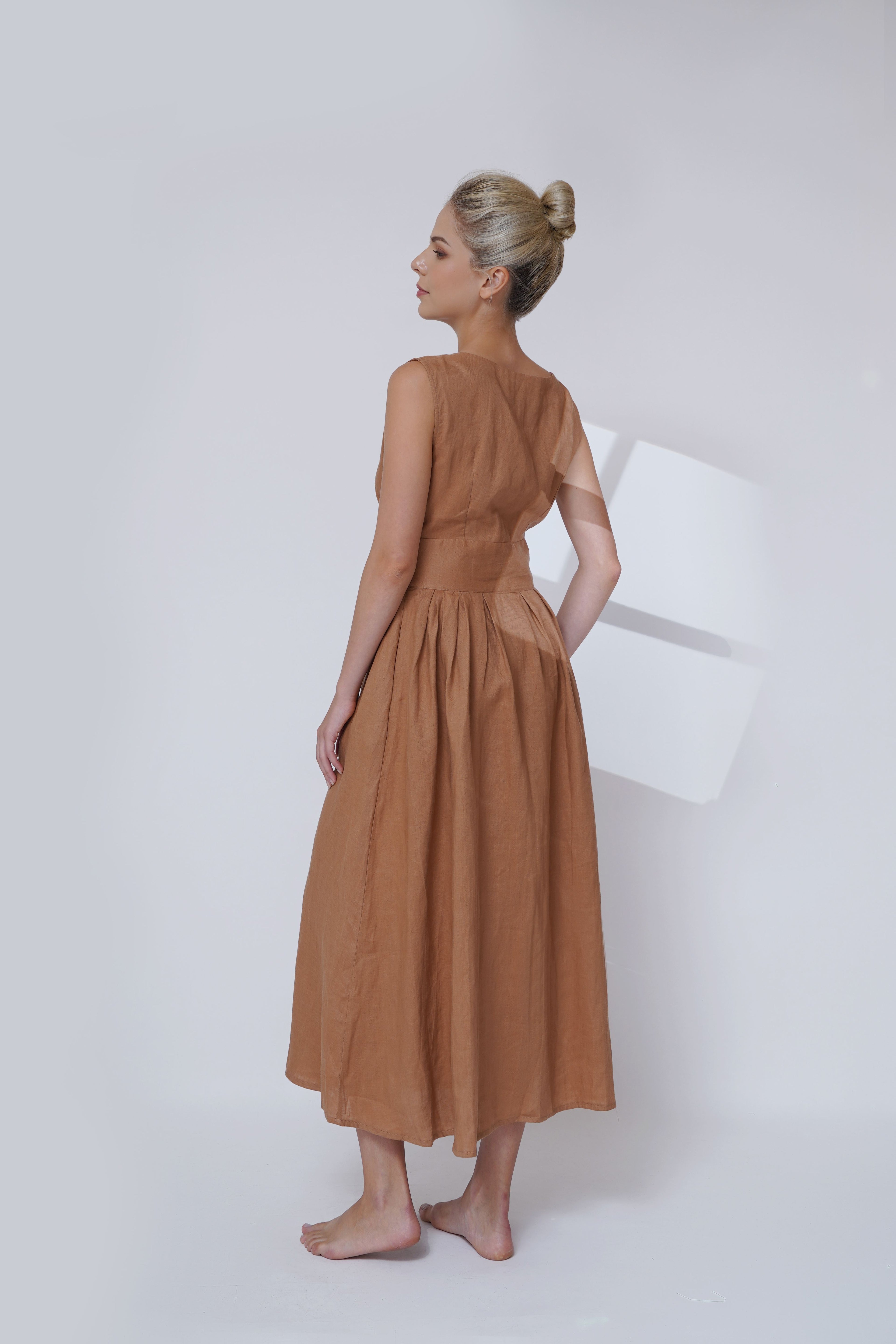 linen button down dress