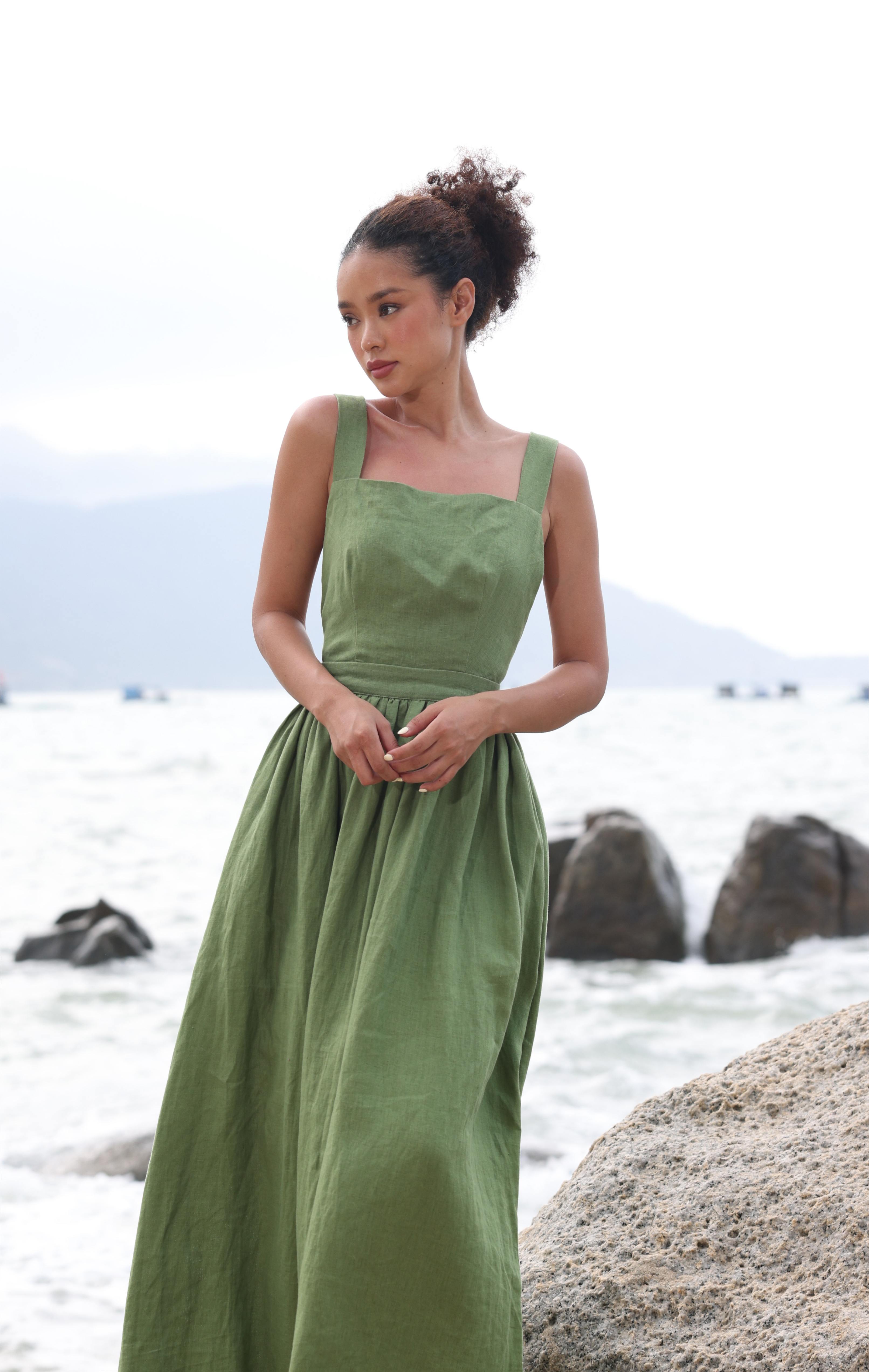 Linen cross back dress