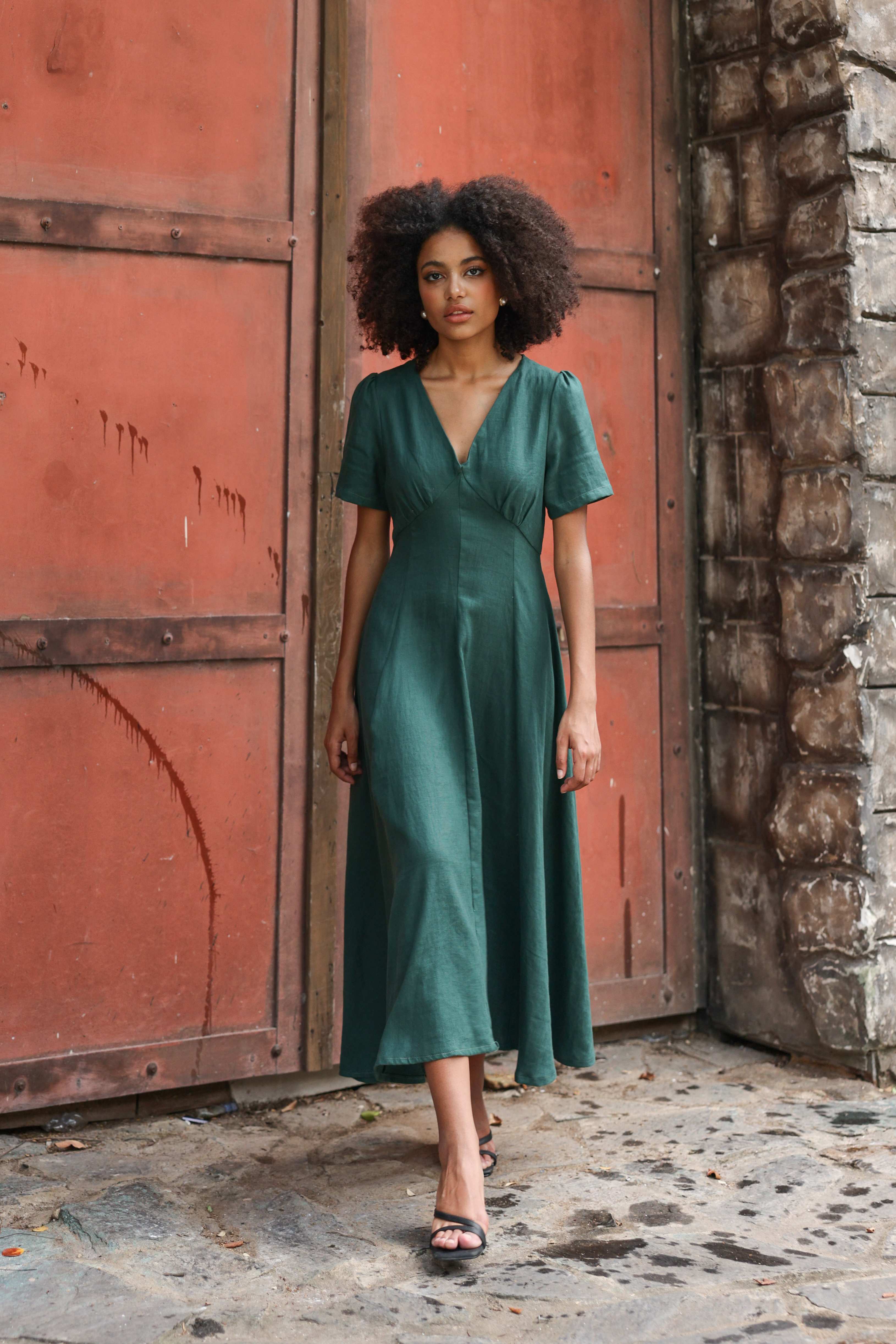 Linen fit and flare dress