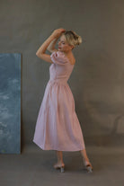 Linen gathered waist dress