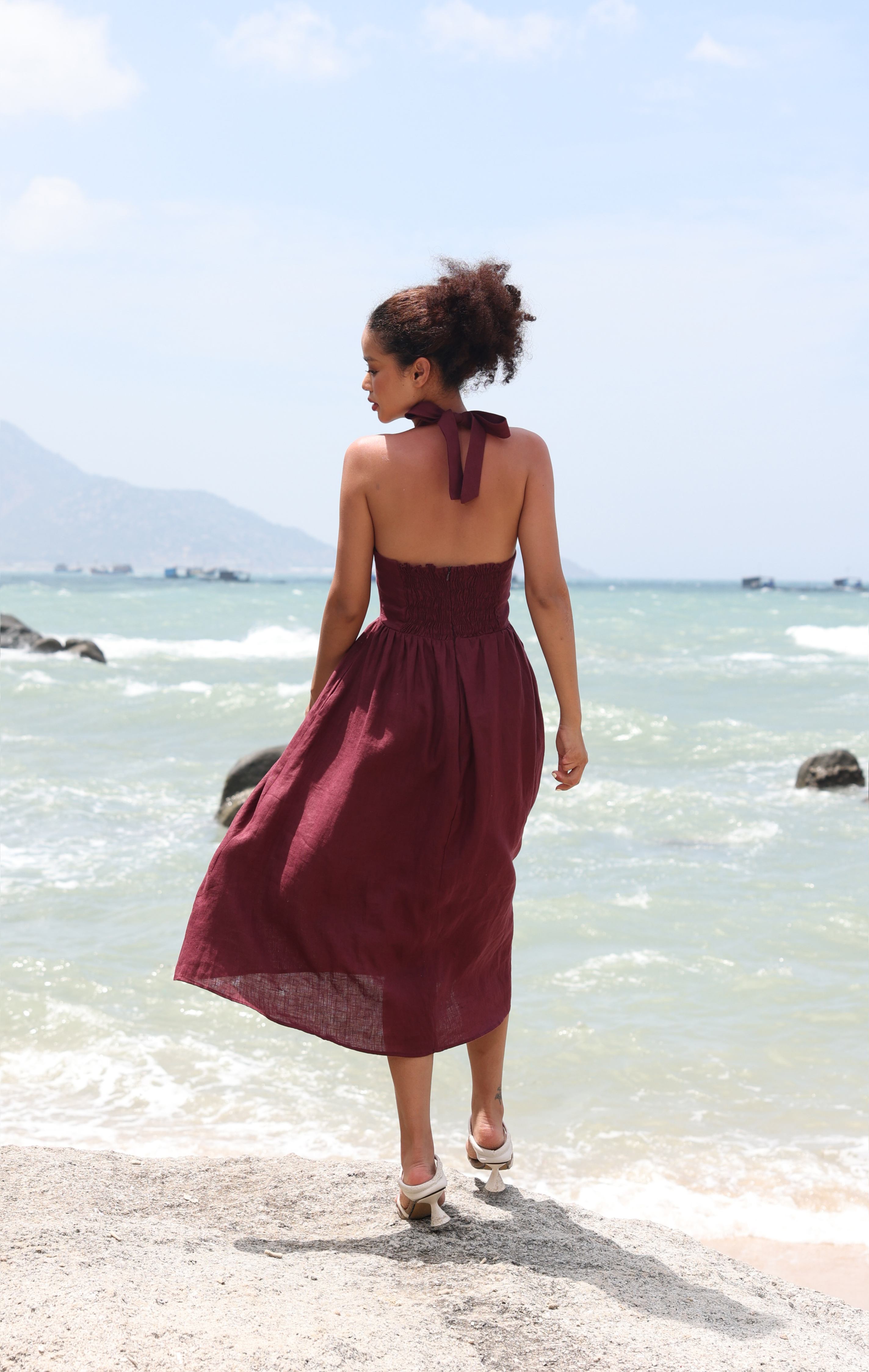 Linen halter neck dress