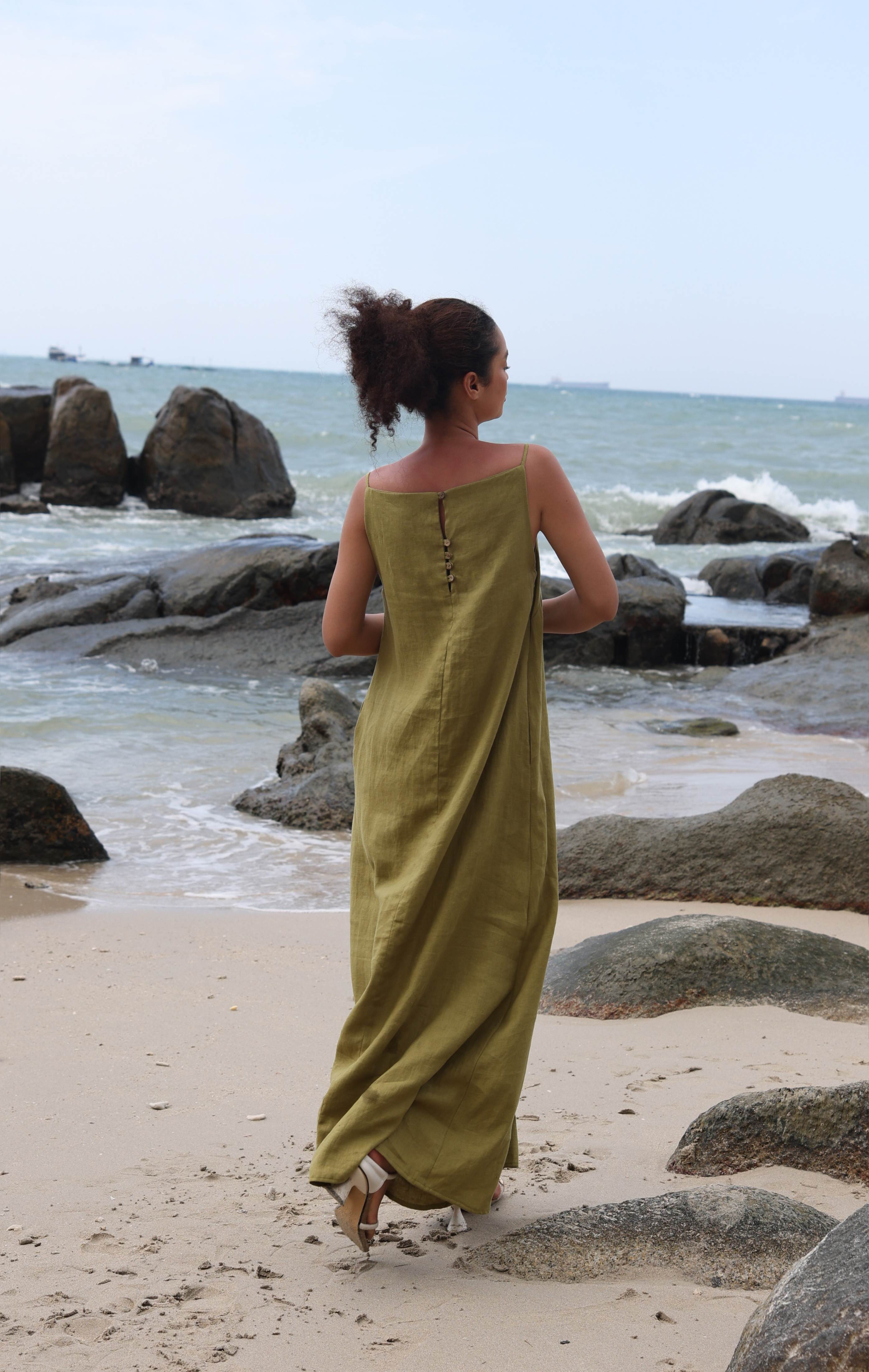 Linen slip dress