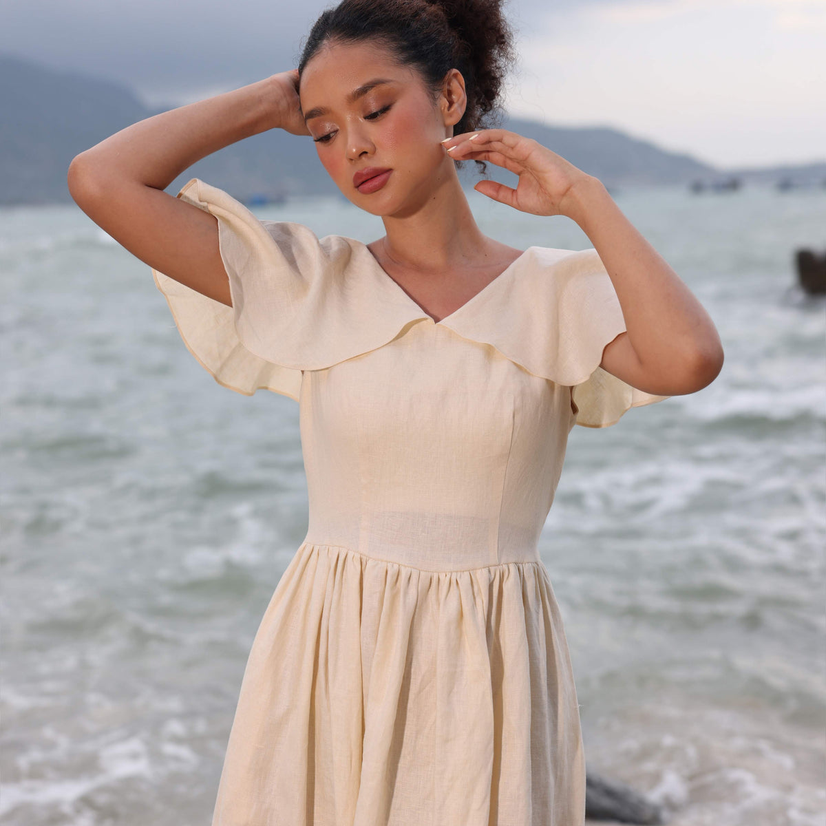 Linen summer wedding guest dress ARA – MYAN ATELIER