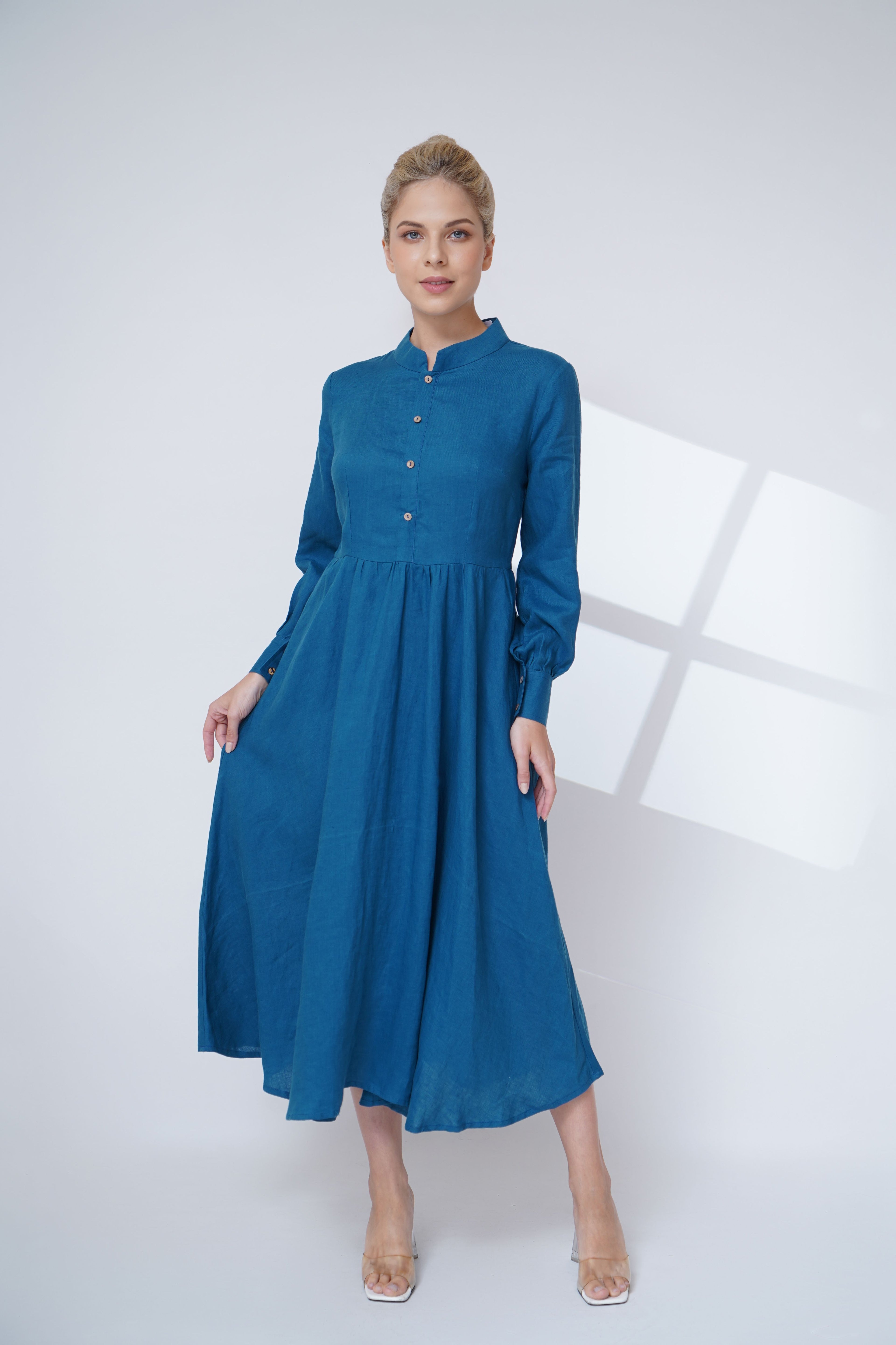 long sleeve linen dress