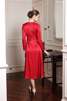 Long sleeve silk midi dress