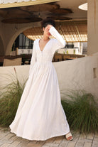 Long sleeve V-neck linen dress