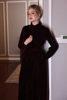 long sleeve velvet shirt dress