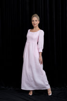 Pink linen maxi dress