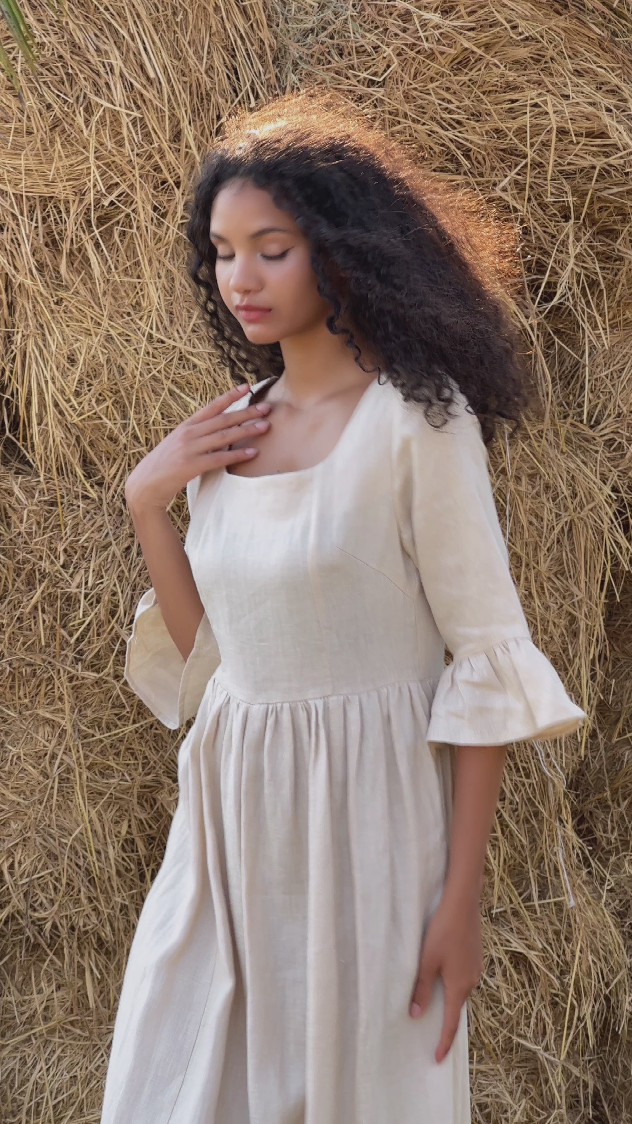 casual midi linen dress