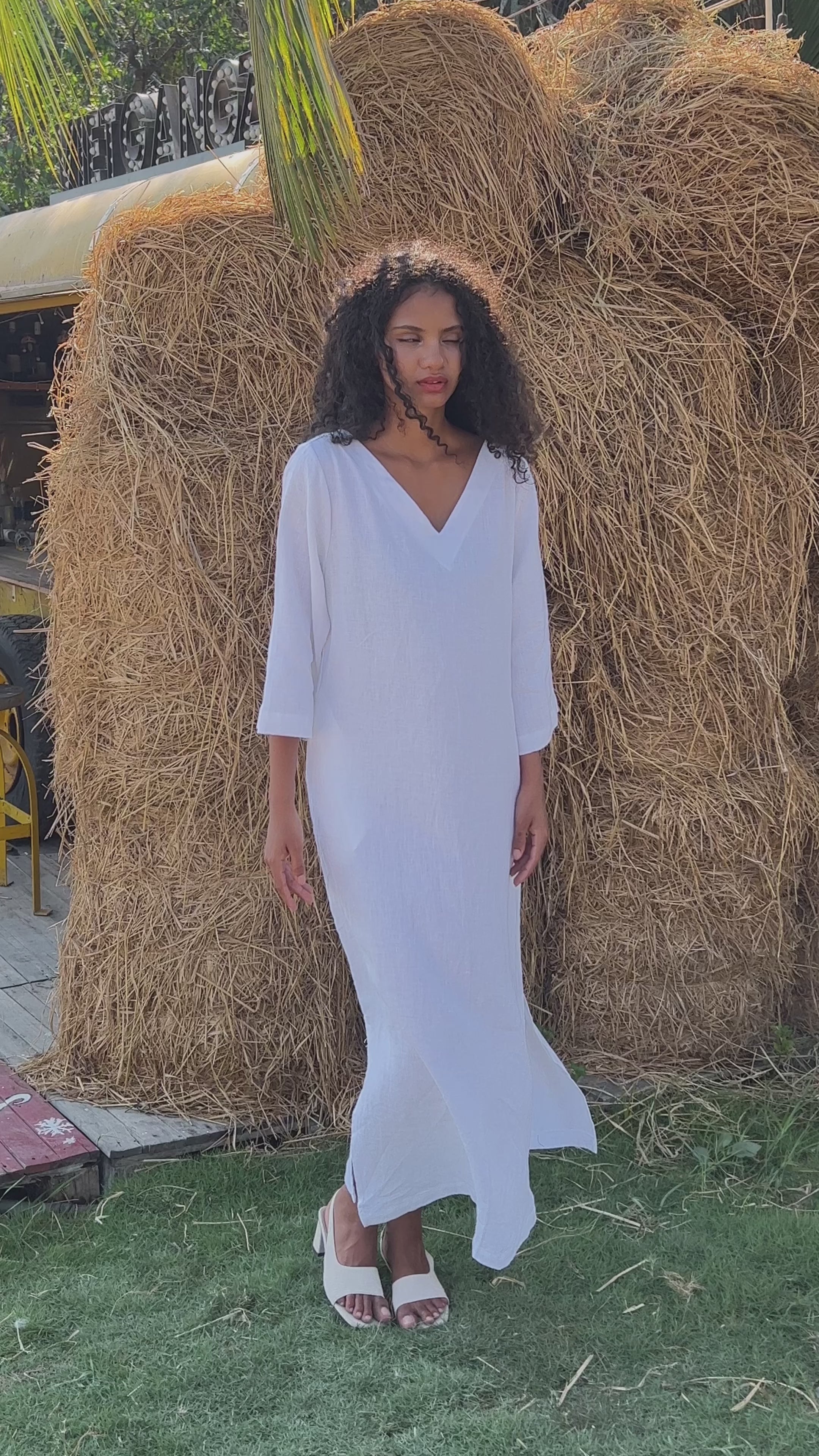 bohemian midi linen dress