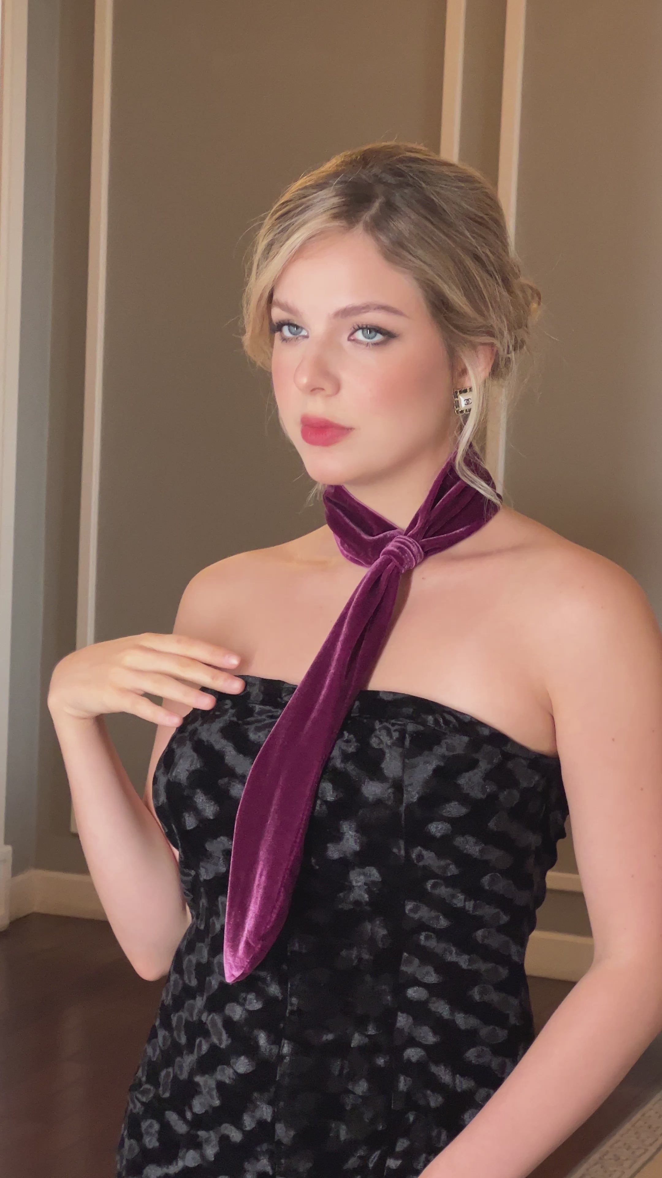 velvet neck tie scarf handmade valentine gift