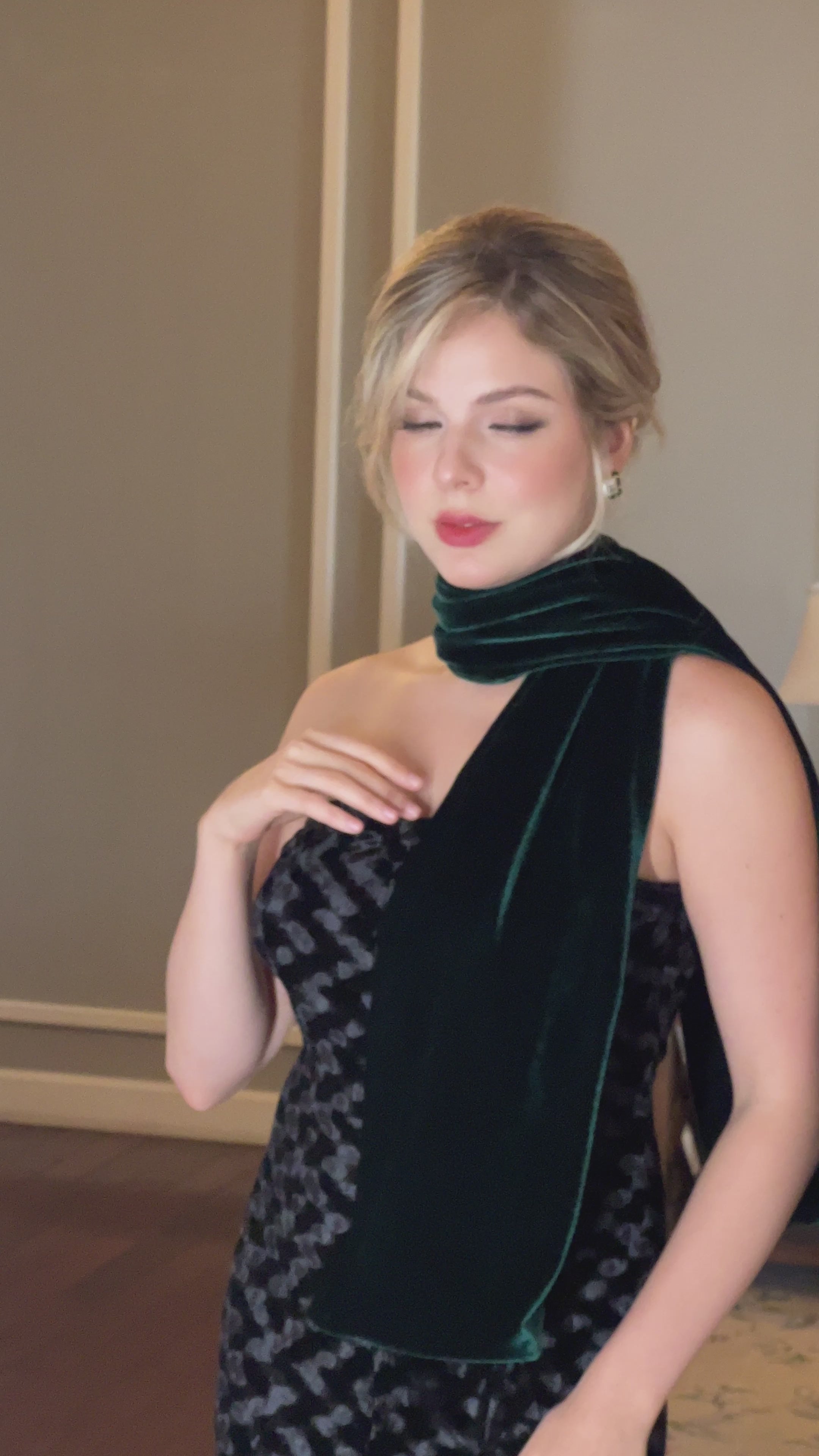 custom emerald velvet scarf holiday gift